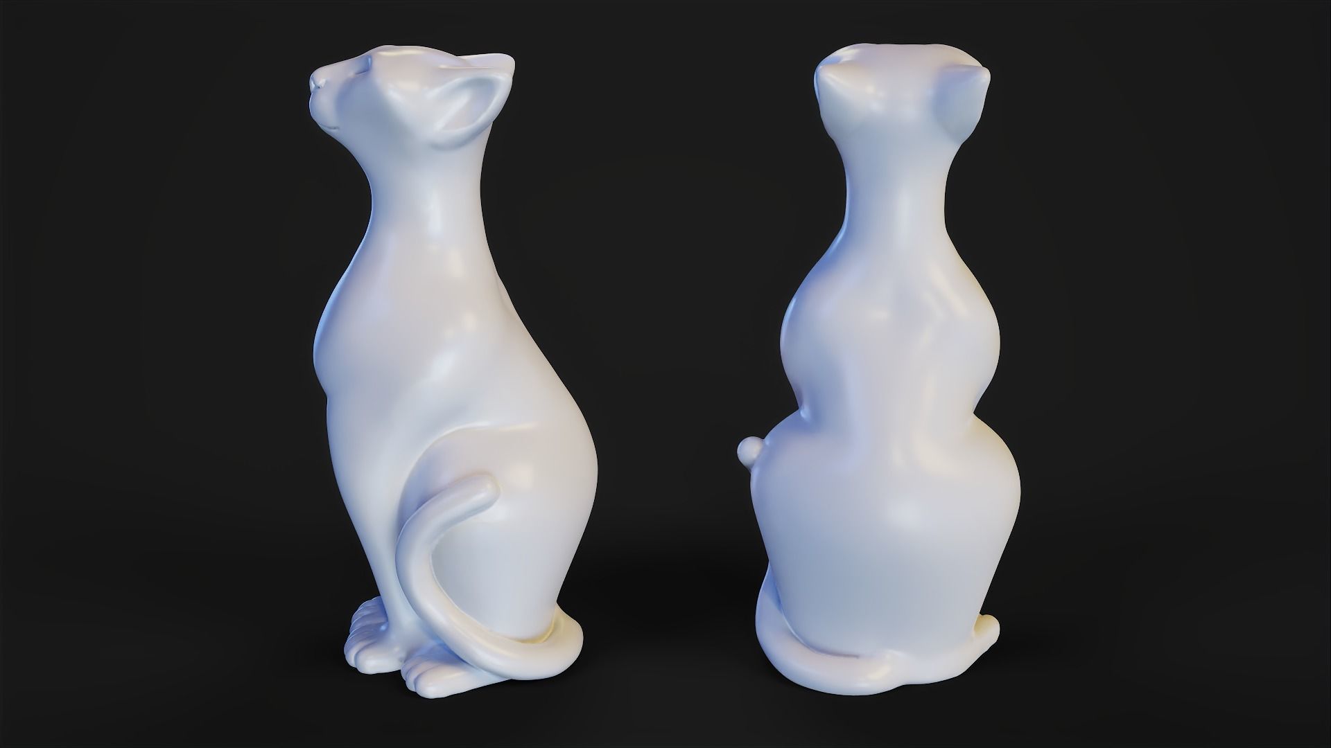 Sitting Cat Figurine 3D print model_3