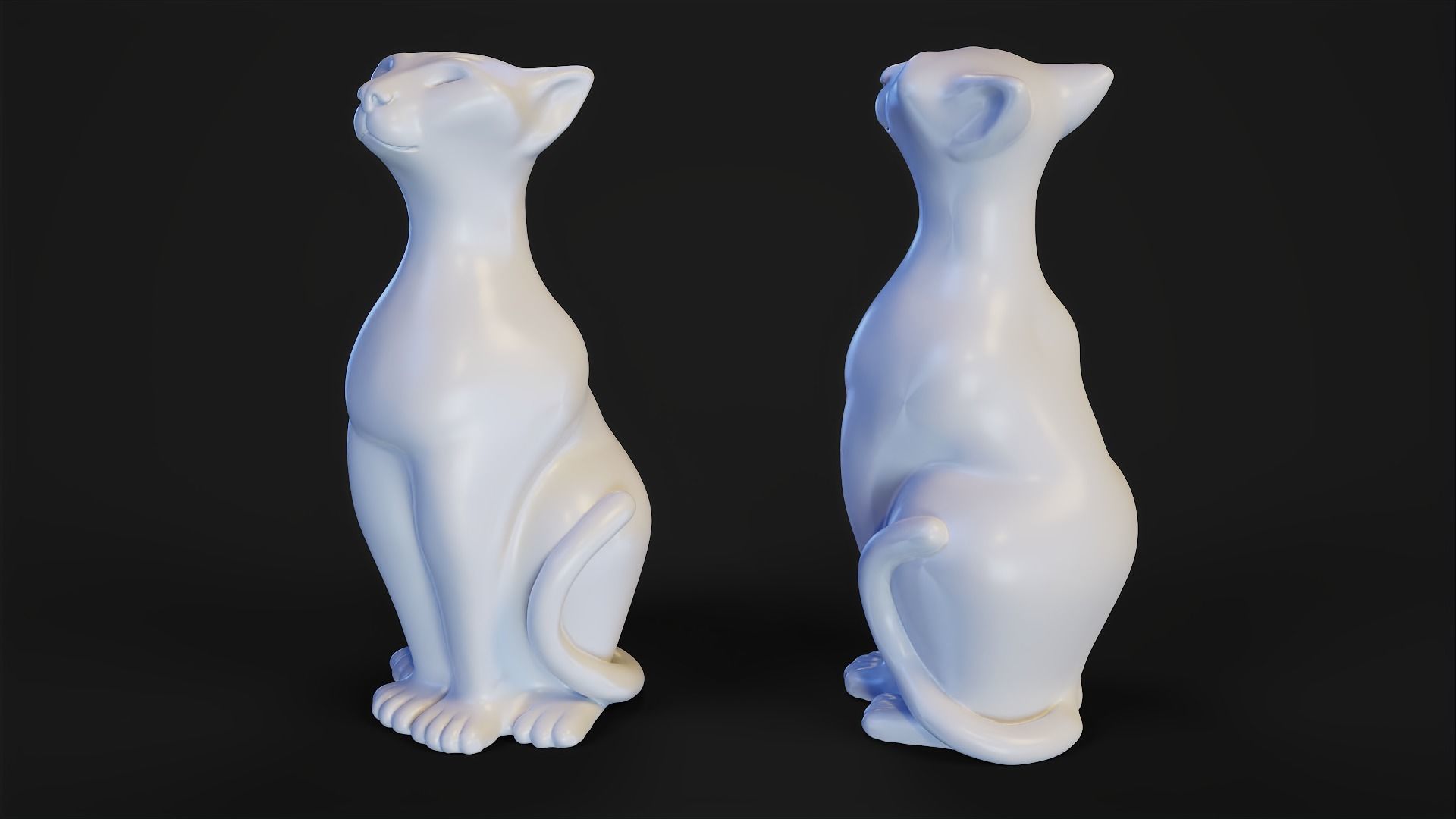 Sitting Cat Figurine 3D print model_2