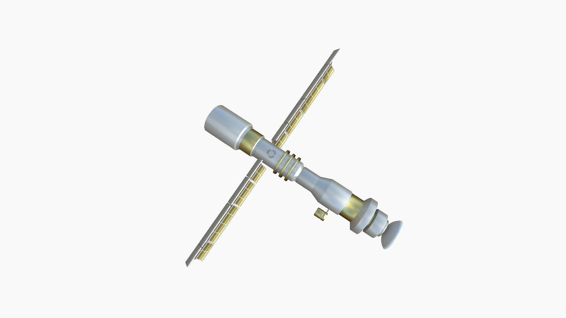 Satellite C02 Gold - SciFi Space Design Low-poly 3D model_3