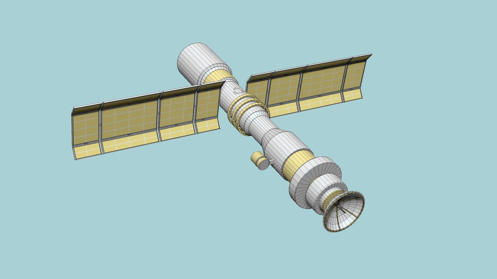 Satellite C02 Gold - SciFi Space Design Low-poly 3D model_6