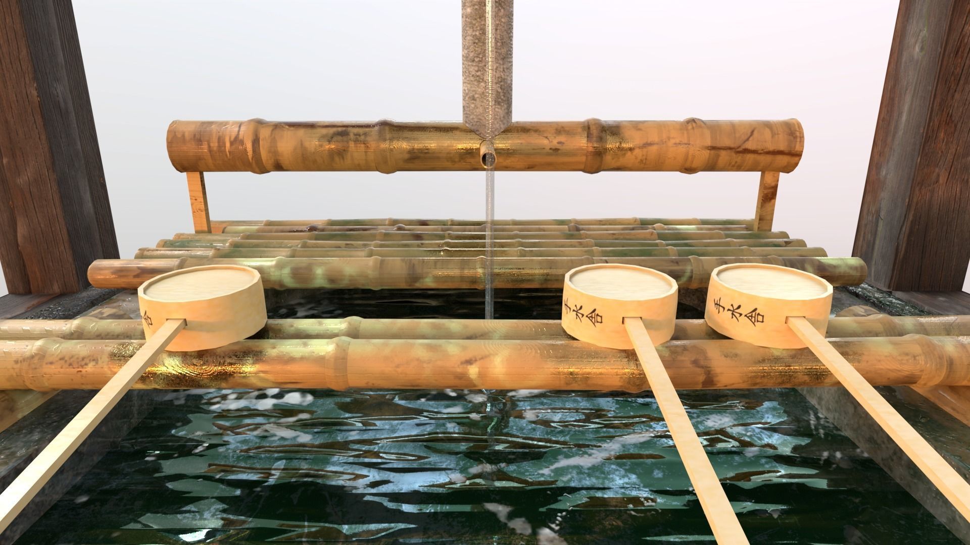 Temizuya - Japanese water Purification Basin Low-poly 3D model_6