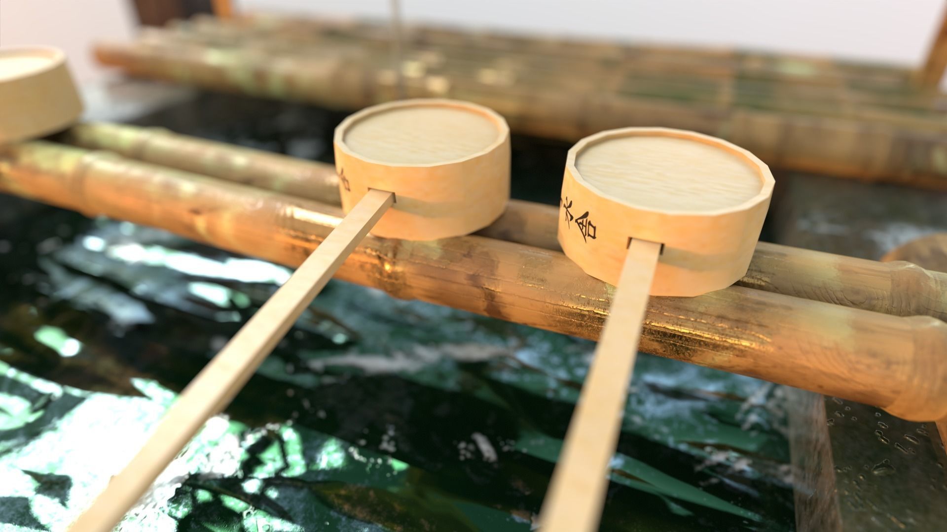 Temizuya - Japanese water Purification Basin Low-poly 3D model_2