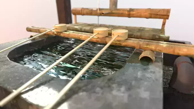 Temizuya - Japanese water Purification Basin Low-poly 3D model
