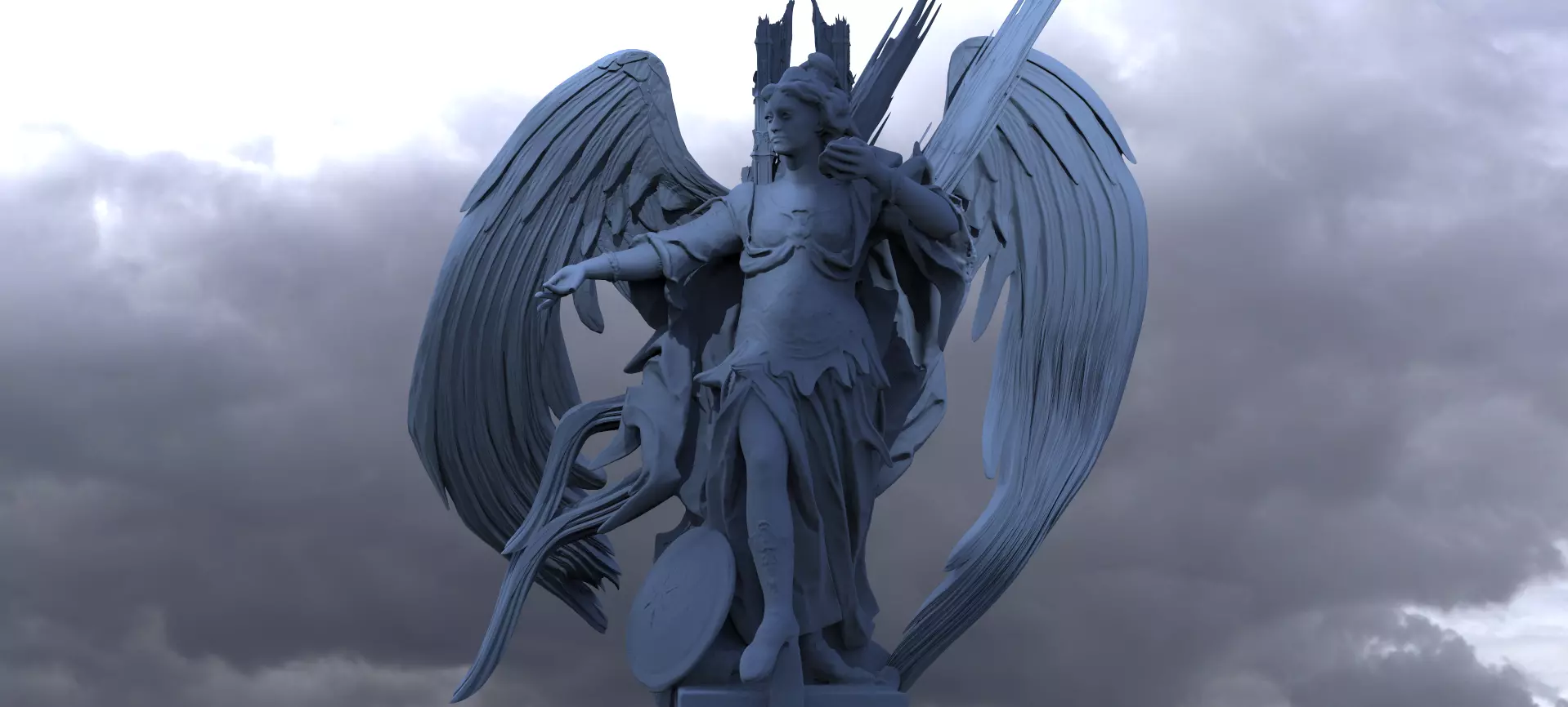 Athena Grand Goddess Stylized abstract statue 2 3D model_0