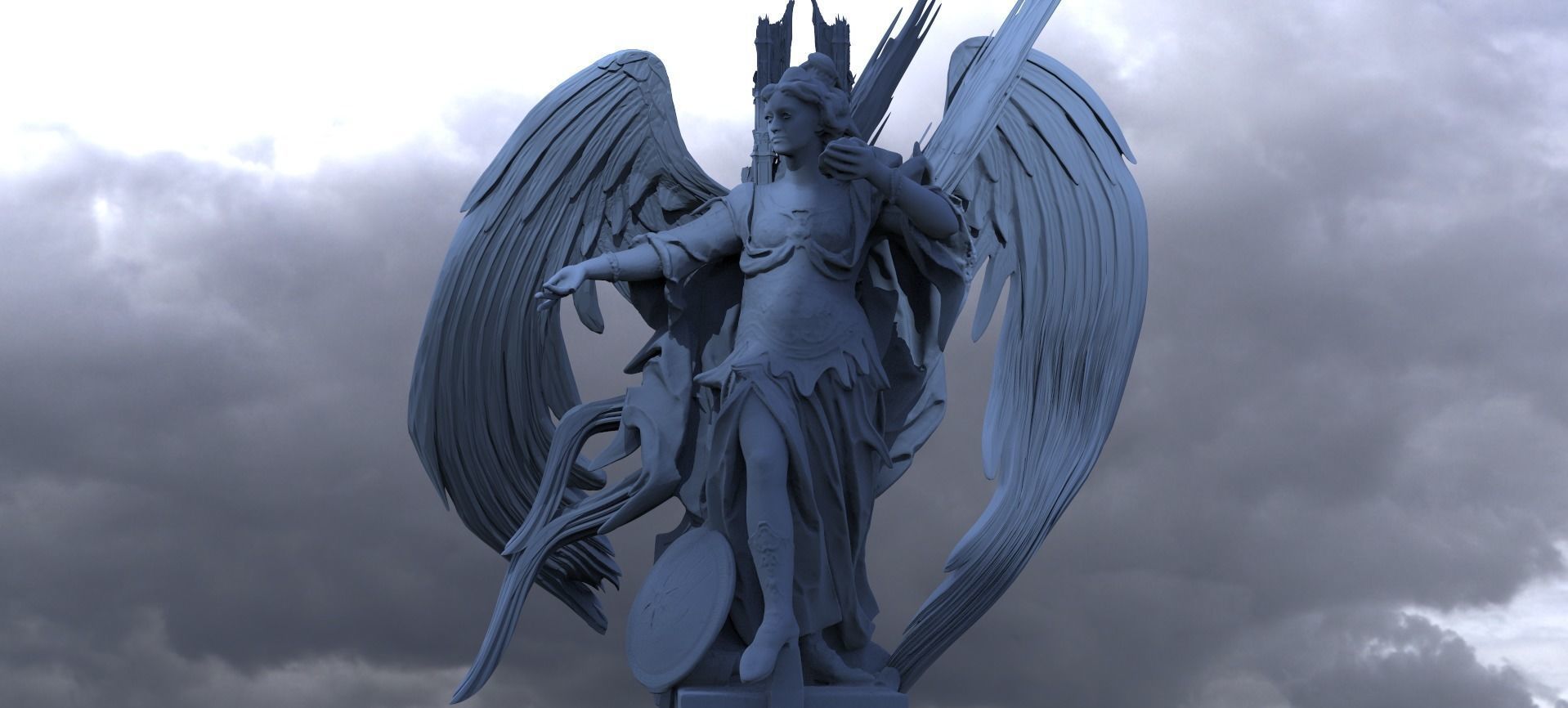 Athena Grand Goddess Stylized abstract statue 2 3D model_1