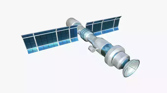 Satellite C03 White Blue - SciFi Space Design Low-poly 3D model