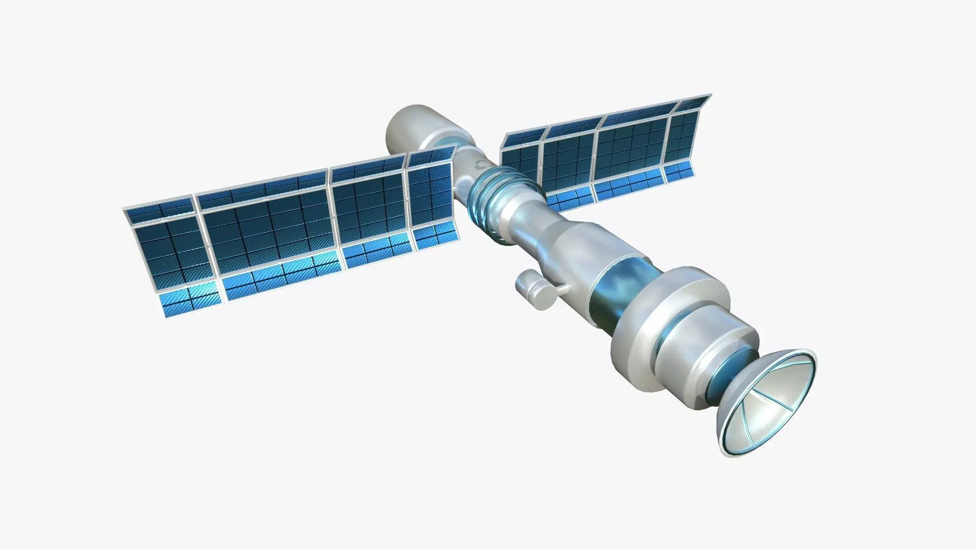 Satellite C03 White Blue - SciFi Space Design Low-poly 3D model_0