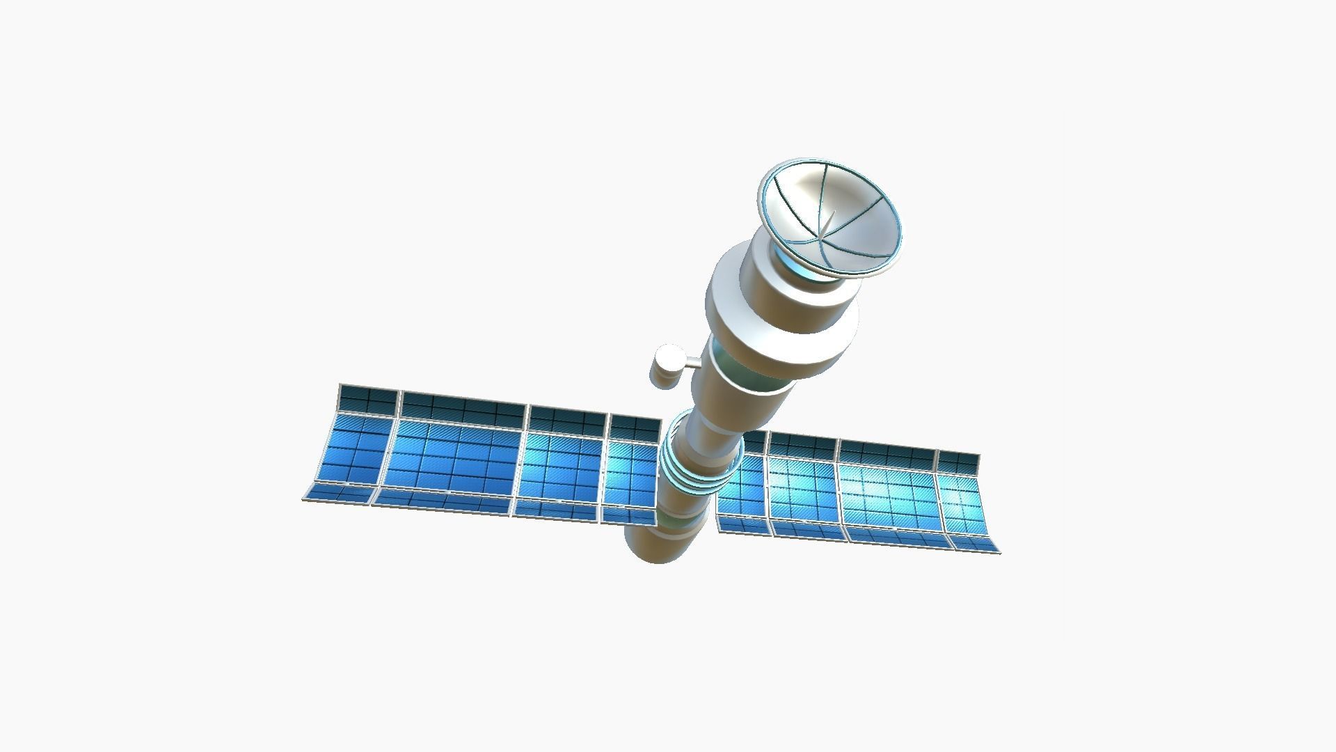 Satellite C03 White Blue - SciFi Space Design Low-poly 3D model_2