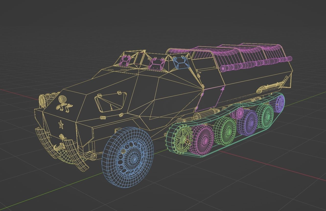 Type 1 Ho-Ha half-track armoured personnel carrier Low-poly 3D model_7