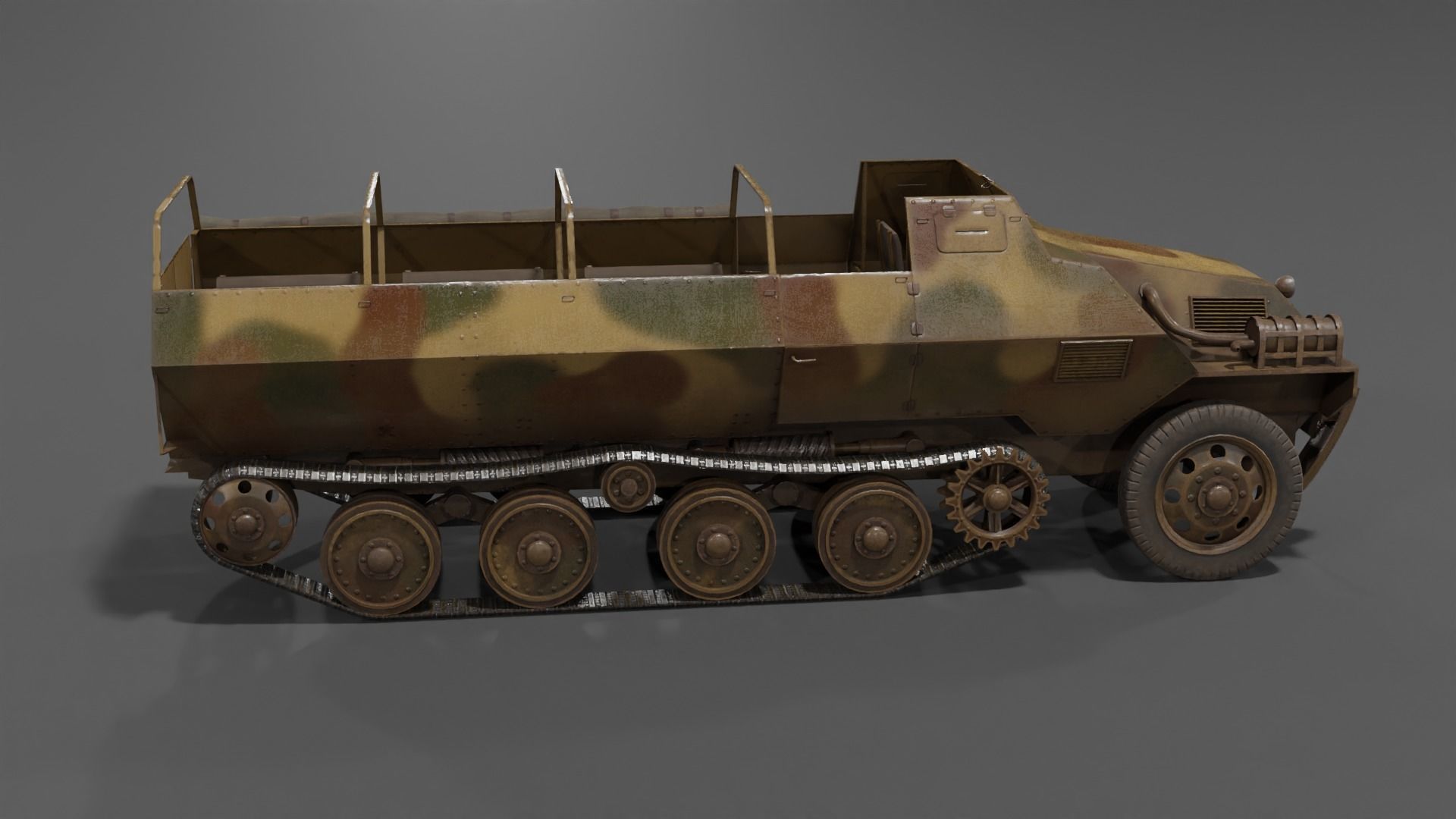 Type 1 Ho-Ha half-track armoured personnel carrier Low-poly 3D model_15