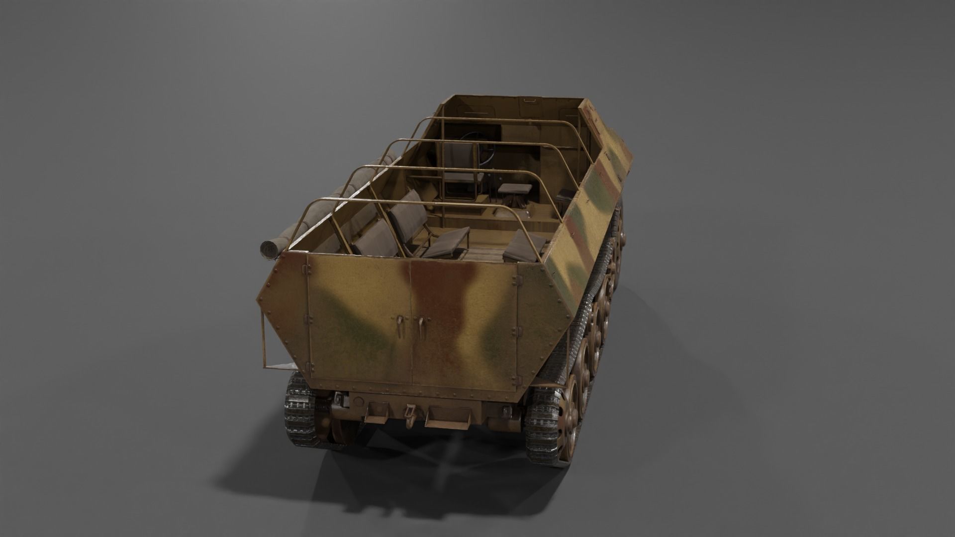 Type 1 Ho-Ha half-track armoured personnel carrier Low-poly 3D model_17