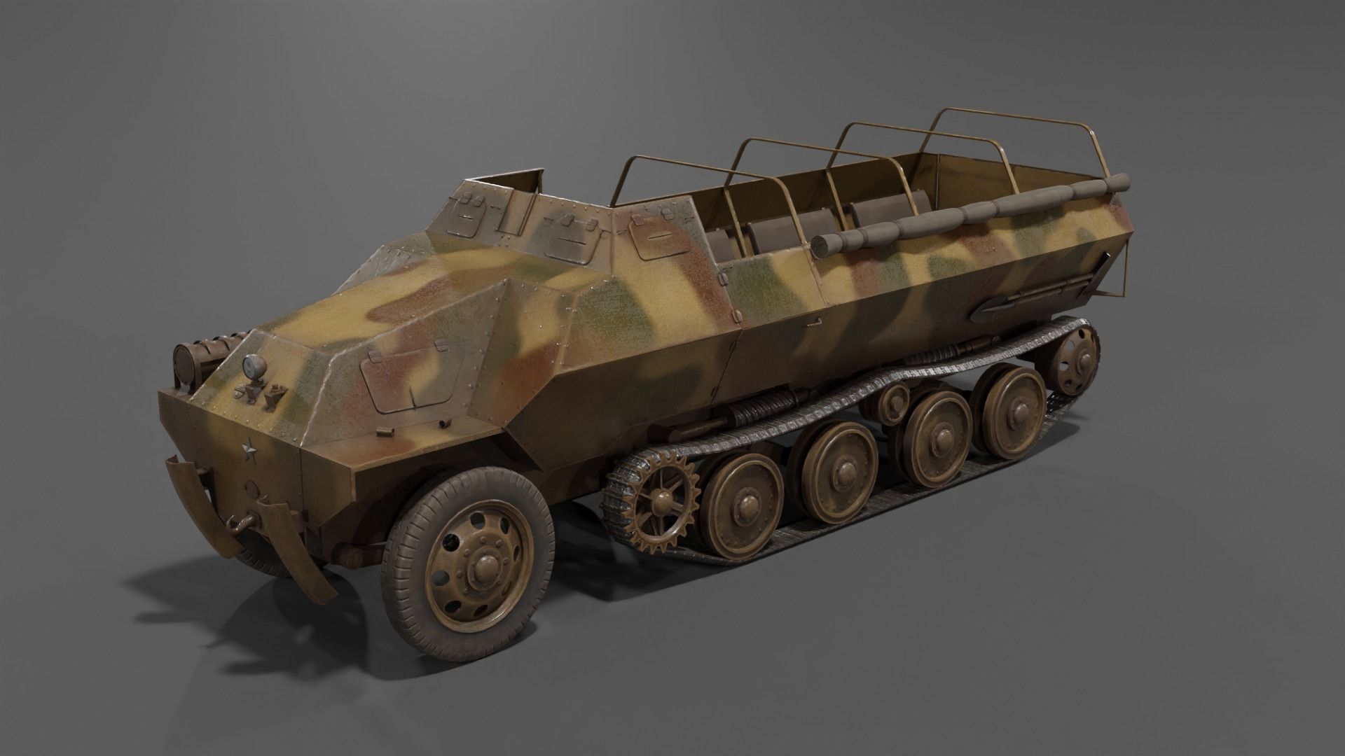 Type 1 Ho-Ha half-track armoured personnel carrier Low-poly 3D model_21