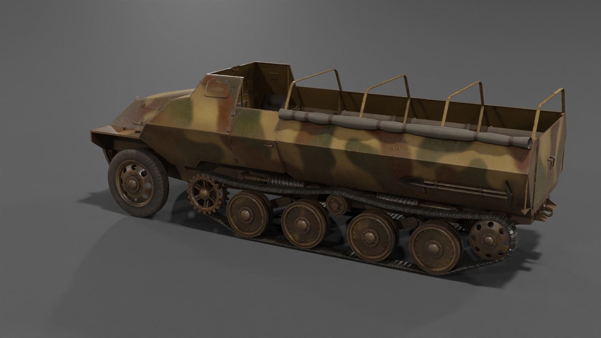 Type 1 Ho-Ha half-track armoured personnel carrier Low-poly 3D model_19