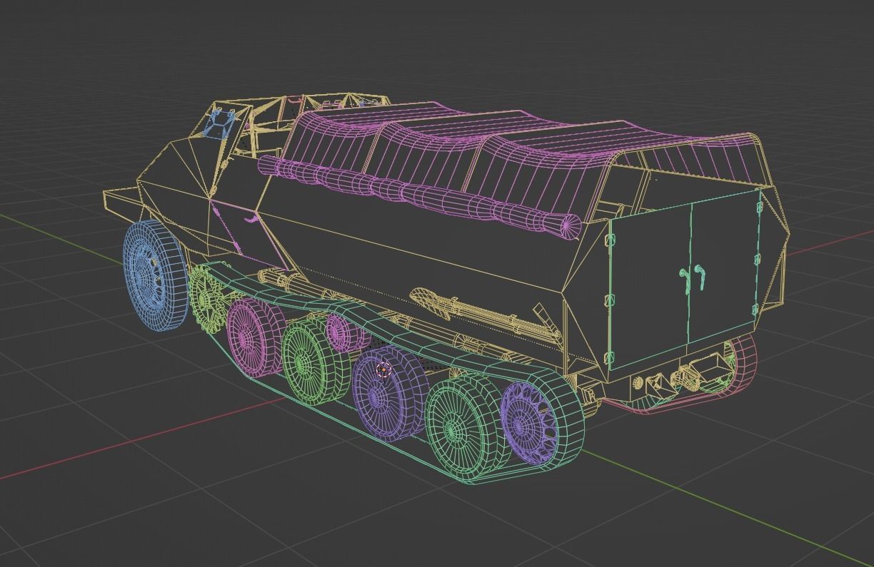 Type 1 Ho-Ha half-track armoured personnel carrier Low-poly 3D model_8