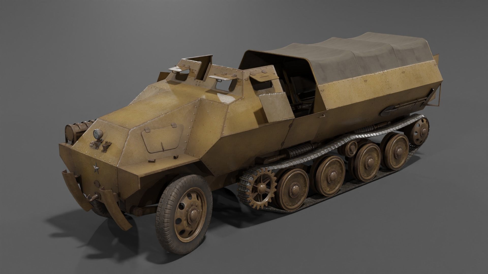 Type 1 Ho-Ha half-track armoured personnel carrier Low-poly 3D model_3
