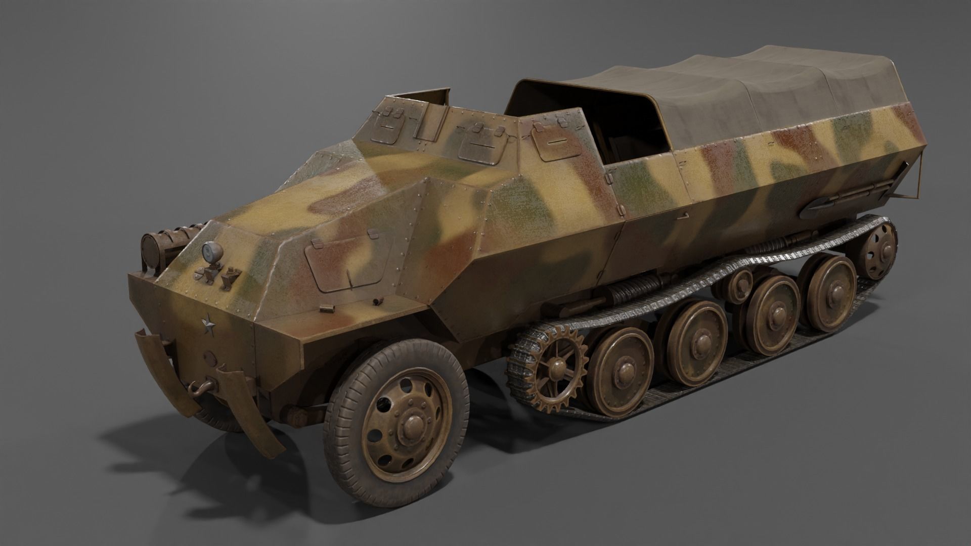 Type 1 Ho-Ha half-track armoured personnel carrier Low-poly 3D model_2