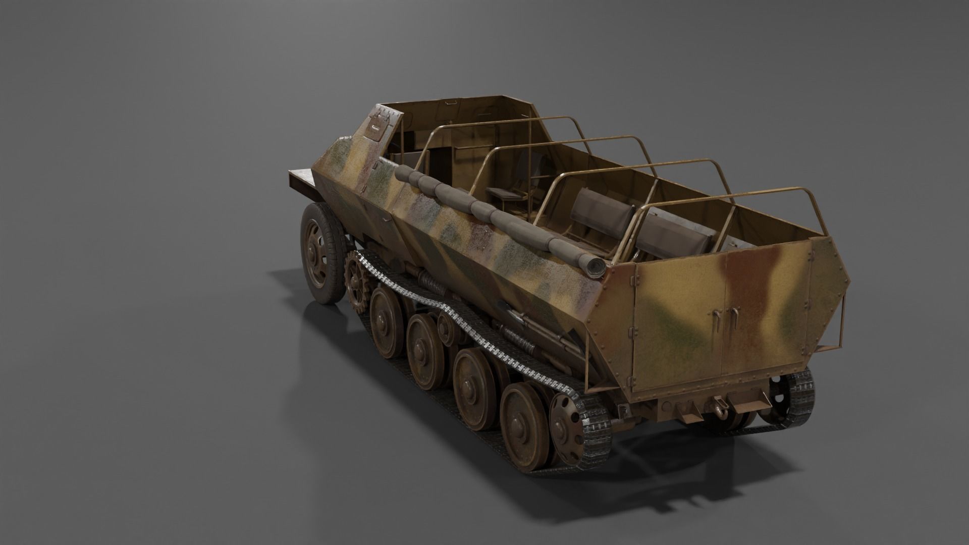Type 1 Ho-Ha half-track armoured personnel carrier Low-poly 3D model_18