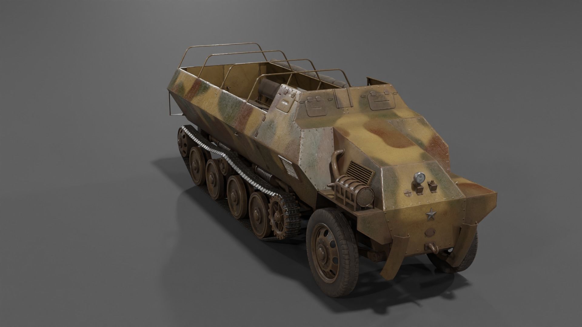 Type 1 Ho-Ha half-track armoured personnel carrier Low-poly 3D model_13