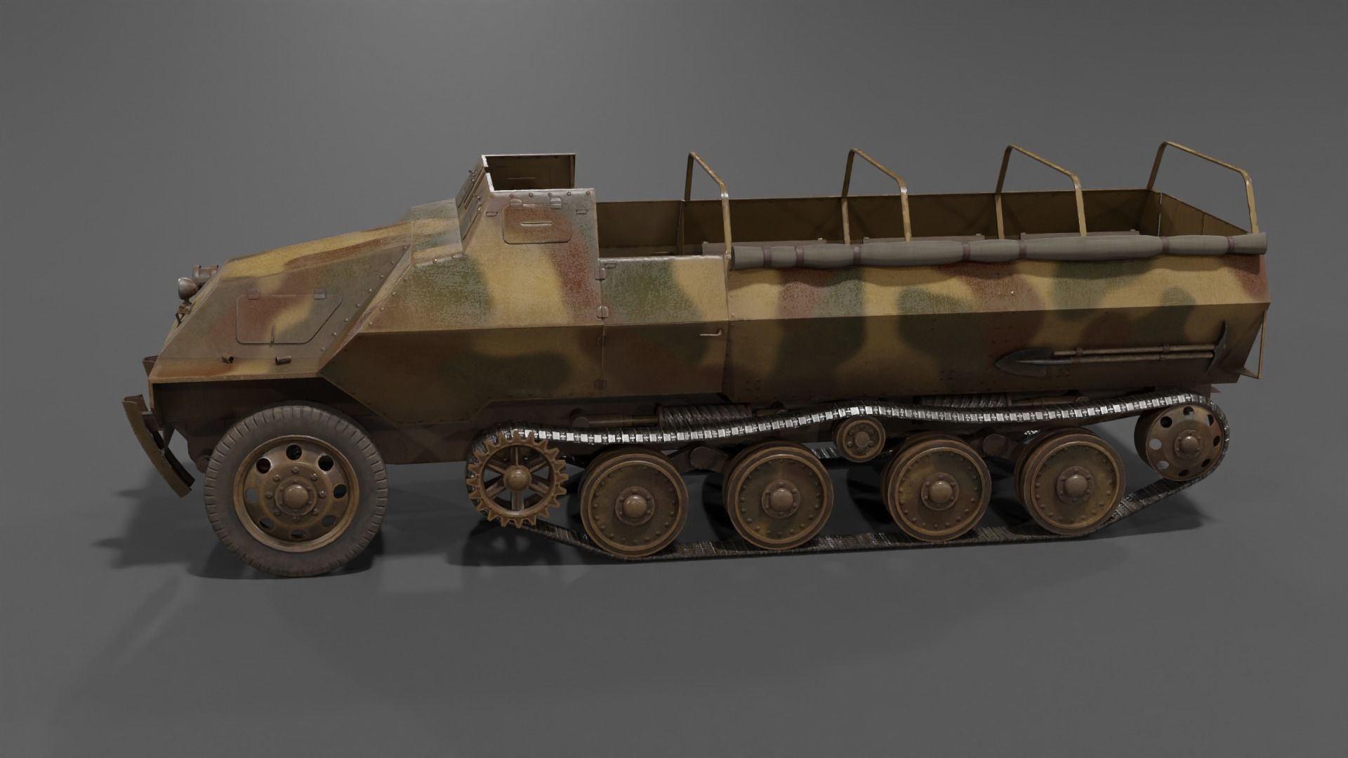 Type 1 Ho-Ha half-track armoured personnel carrier Low-poly 3D model_20