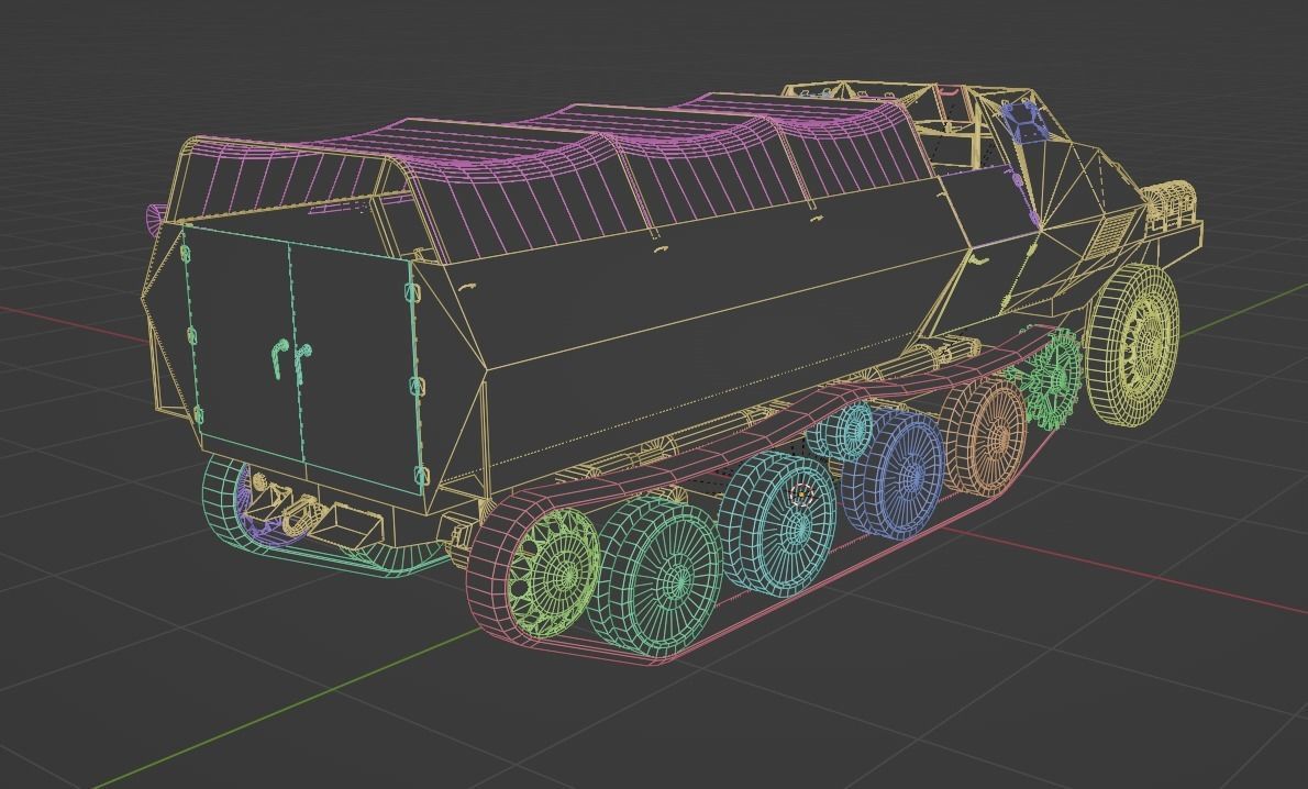 Type 1 Ho-Ha half-track armoured personnel carrier Low-poly 3D model_9