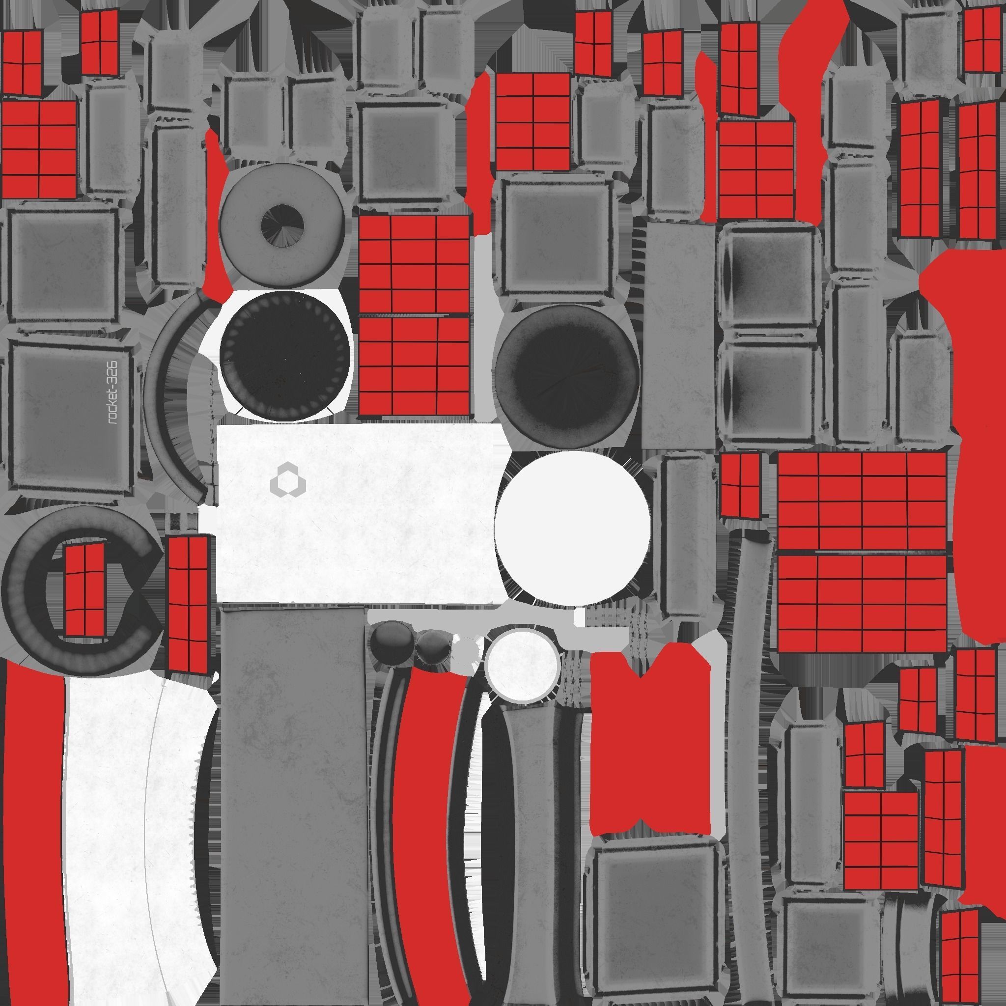 Satellite C04 Steel Red - SciFi Space Design Free low-poly 3D model_19
