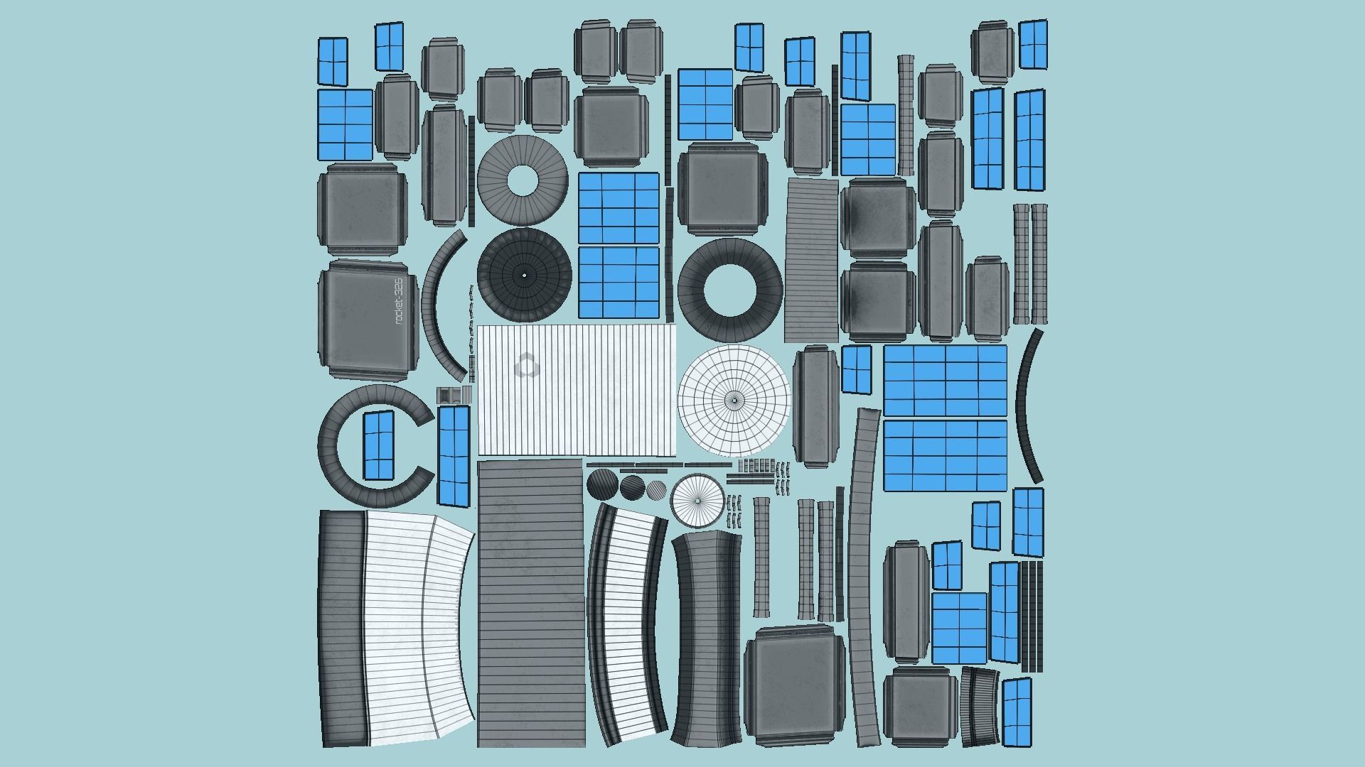 Satellite C05 Steel Blue - SciFi Space Design Low-poly 3D model_5