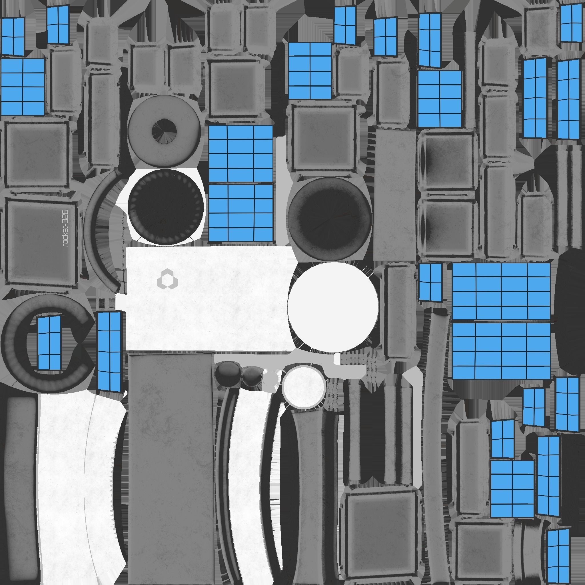 Satellite C05 Steel Blue - SciFi Space Design Low-poly 3D model_19