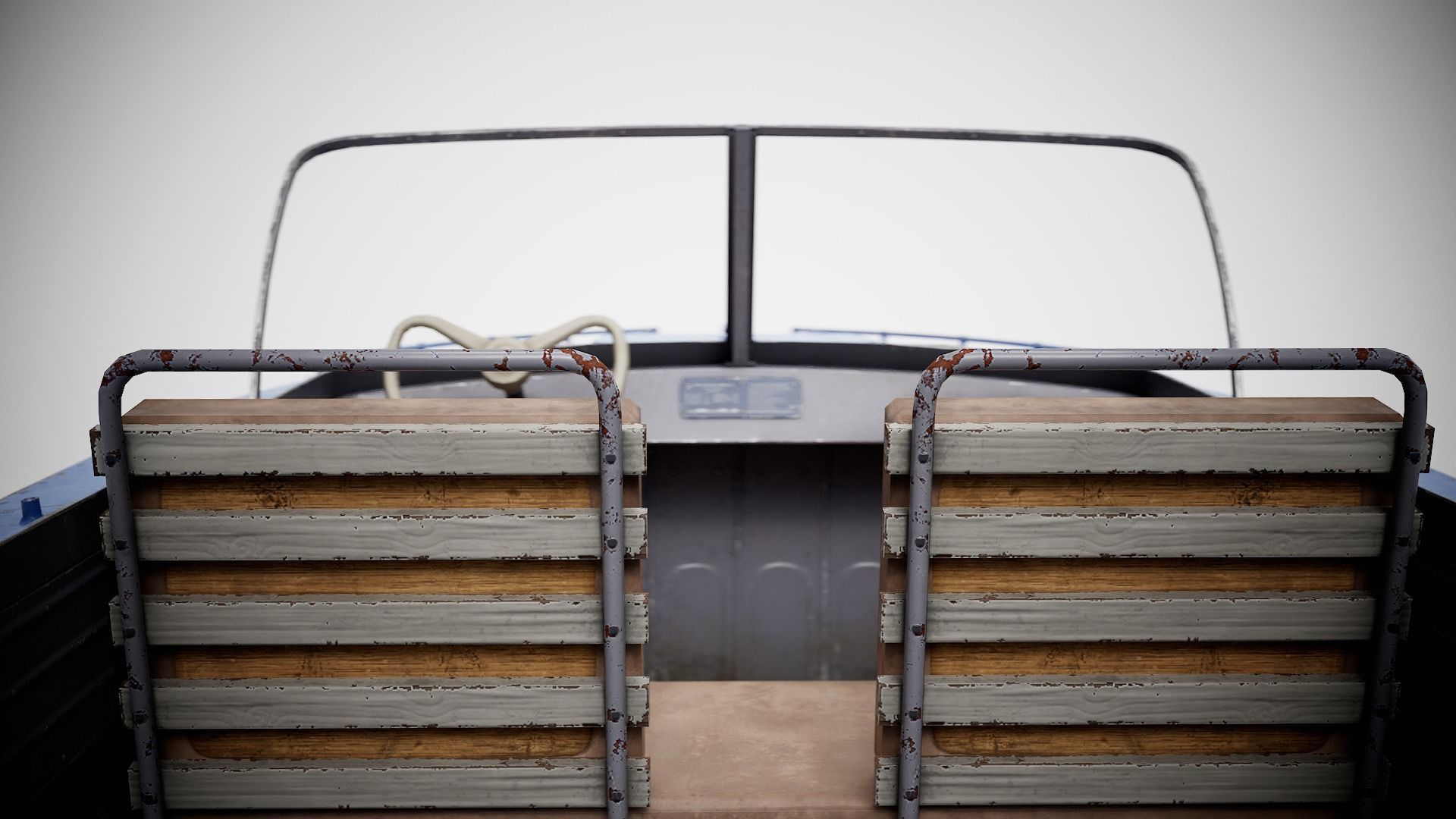 Old vintage worned power boat Progress - 2 iv7 Low-poly 3D model_15