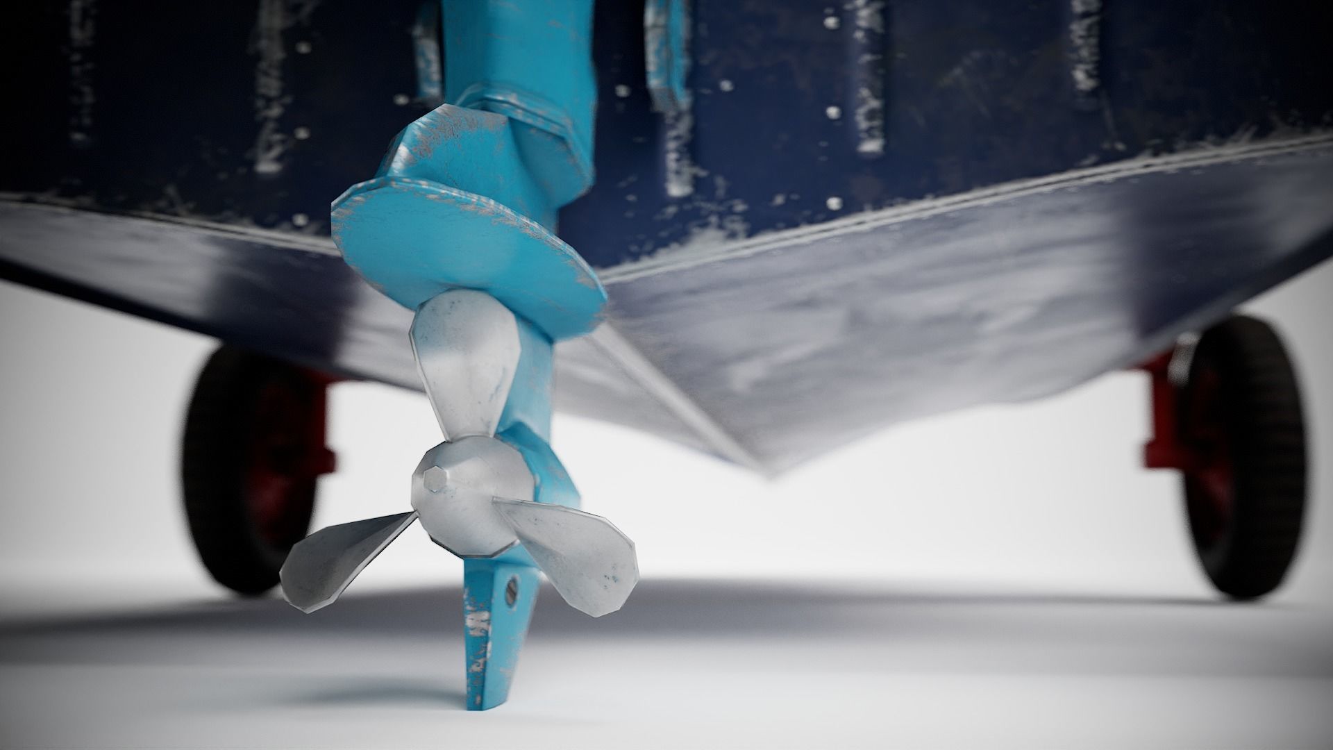 Old vintage worned power boat Progress - 2 iv7 Low-poly 3D model_19