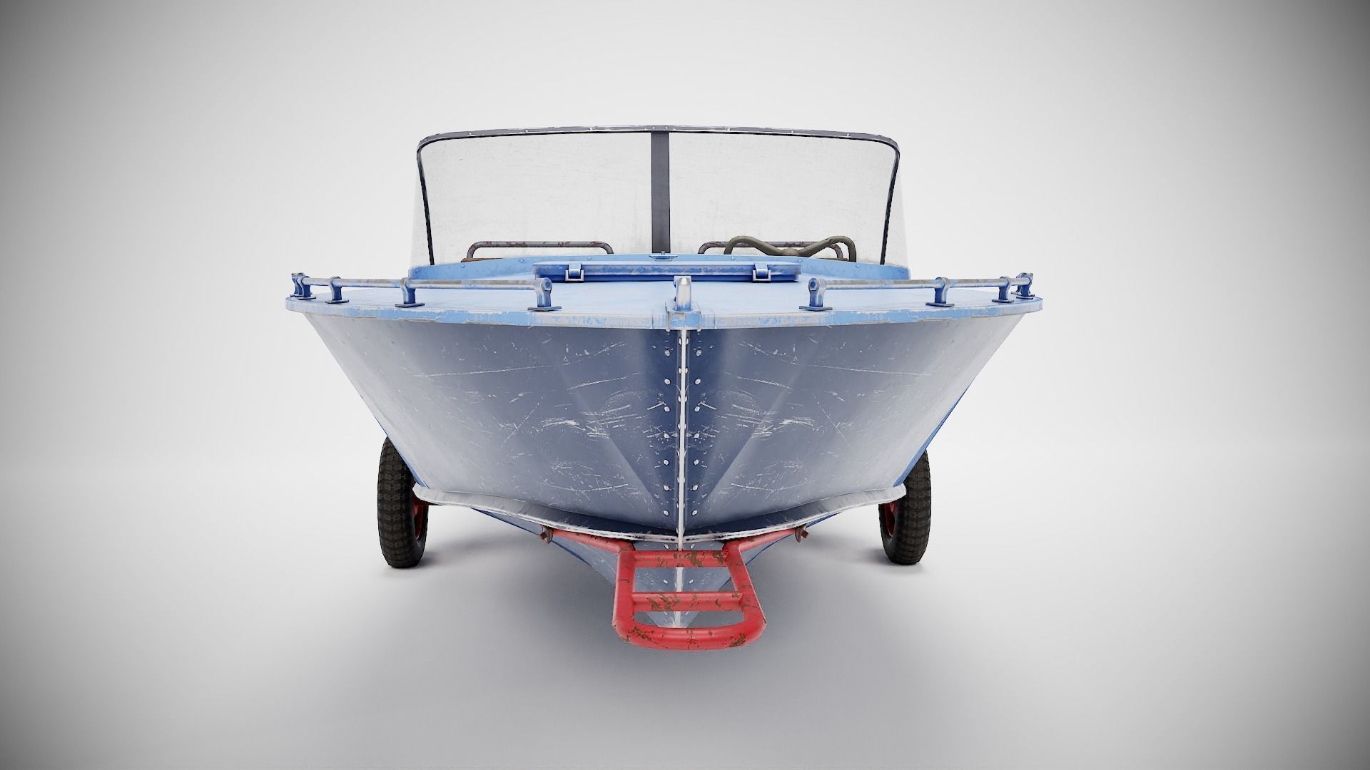 Old vintage worned power boat Progress - 2 iv7 Low-poly 3D model_8