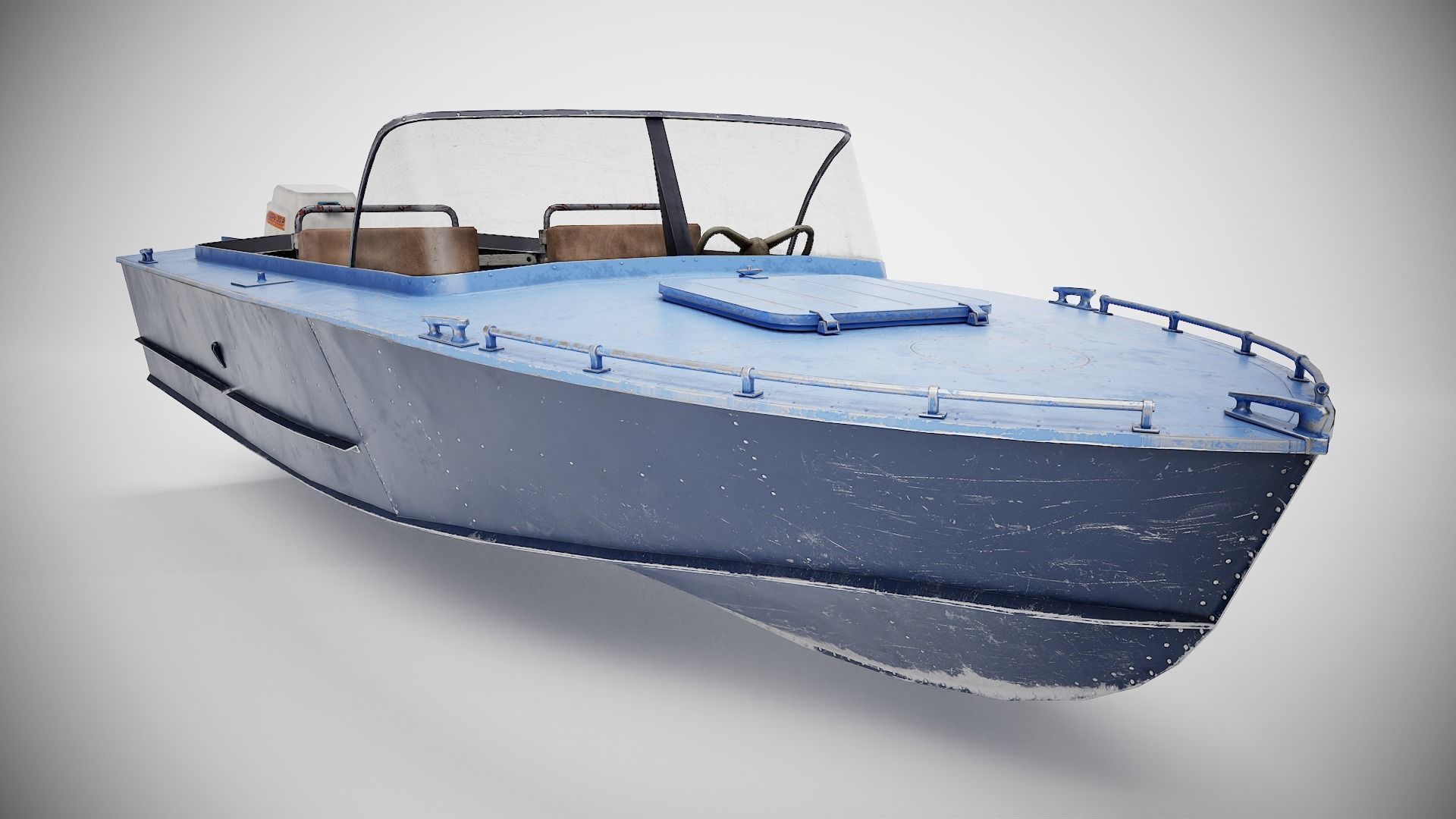 Old vintage worned power boat Progress - 2 iv7 Low-poly 3D model_10