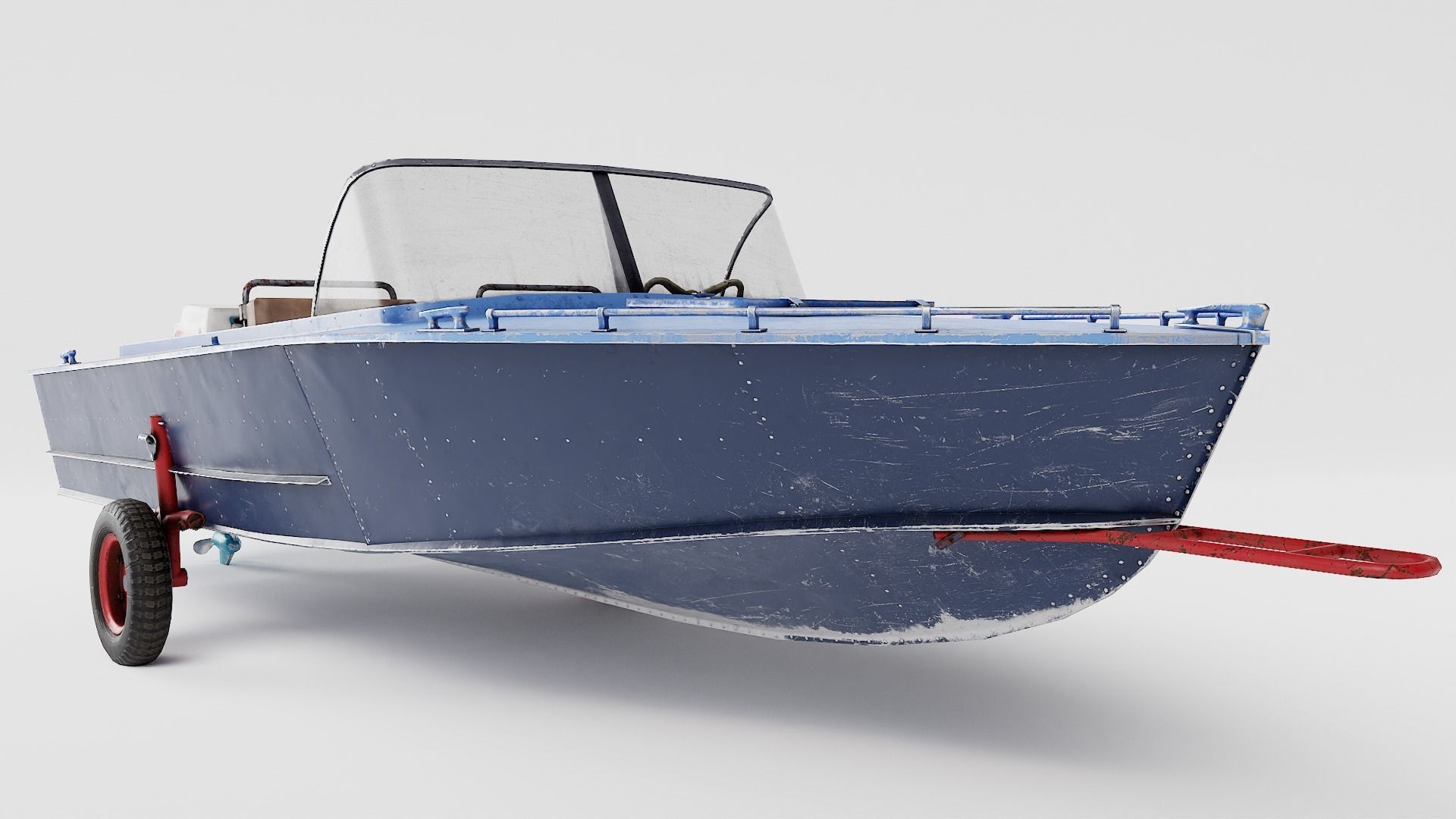 Old vintage worned power boat Progress - 2 iv7 Low-poly 3D model_1