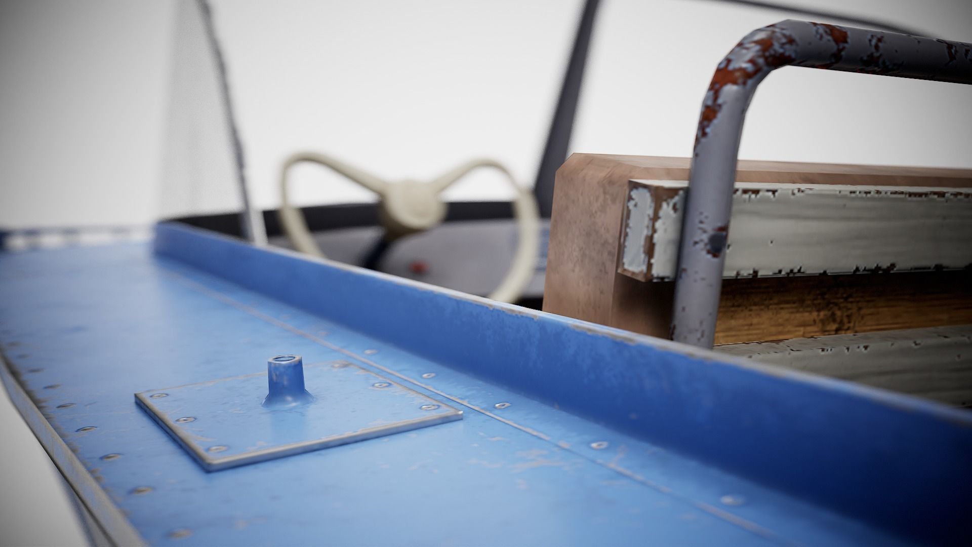 Old vintage worned power boat Progress - 2 iv7 Low-poly 3D model_14