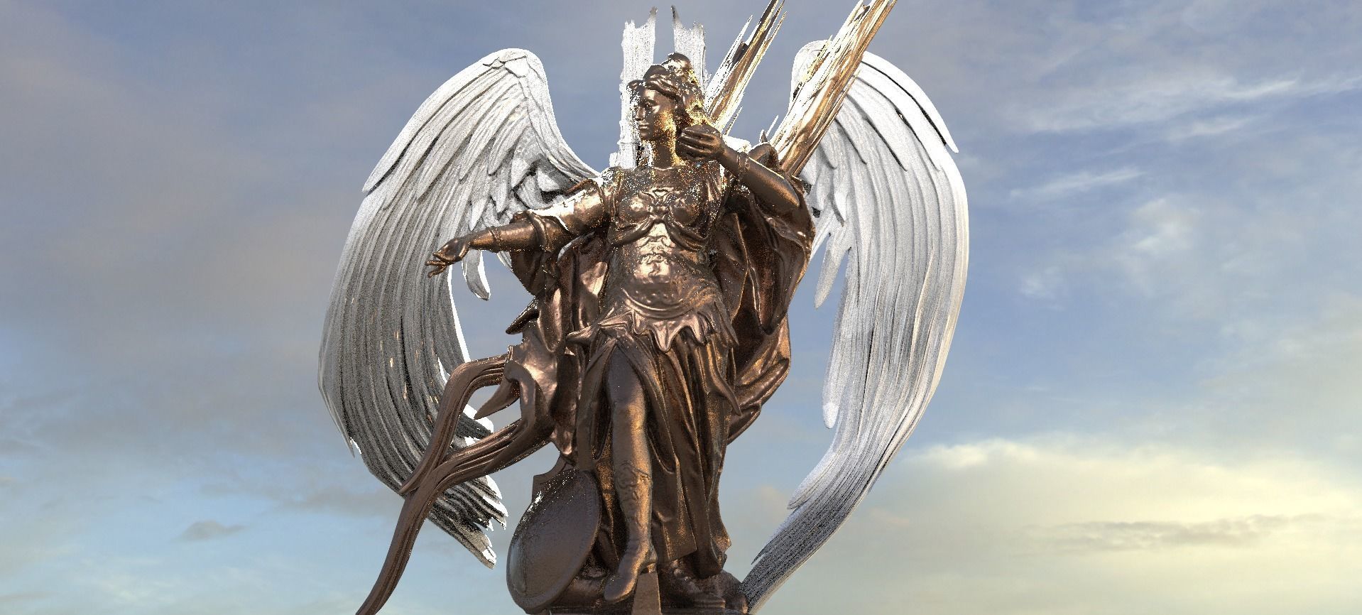 Athena Wise Goddess Stylized abstract statue 3  3D model_1