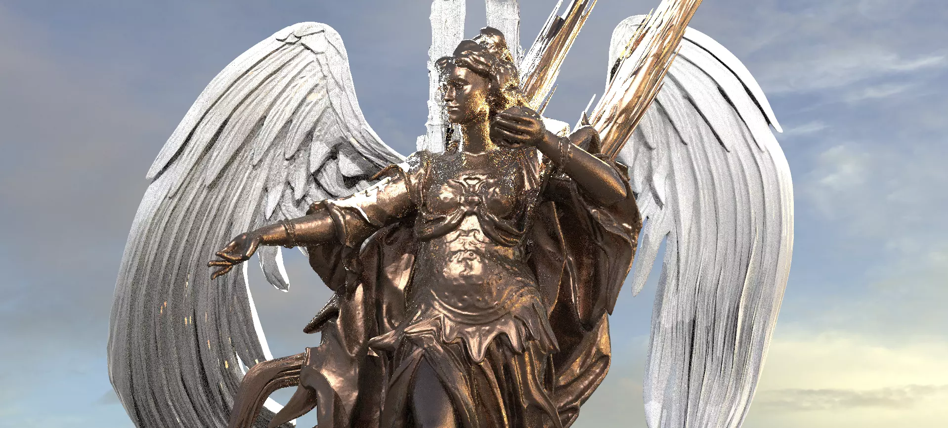 Athena Wise Goddess Stylized abstract statue 3  3D model_0