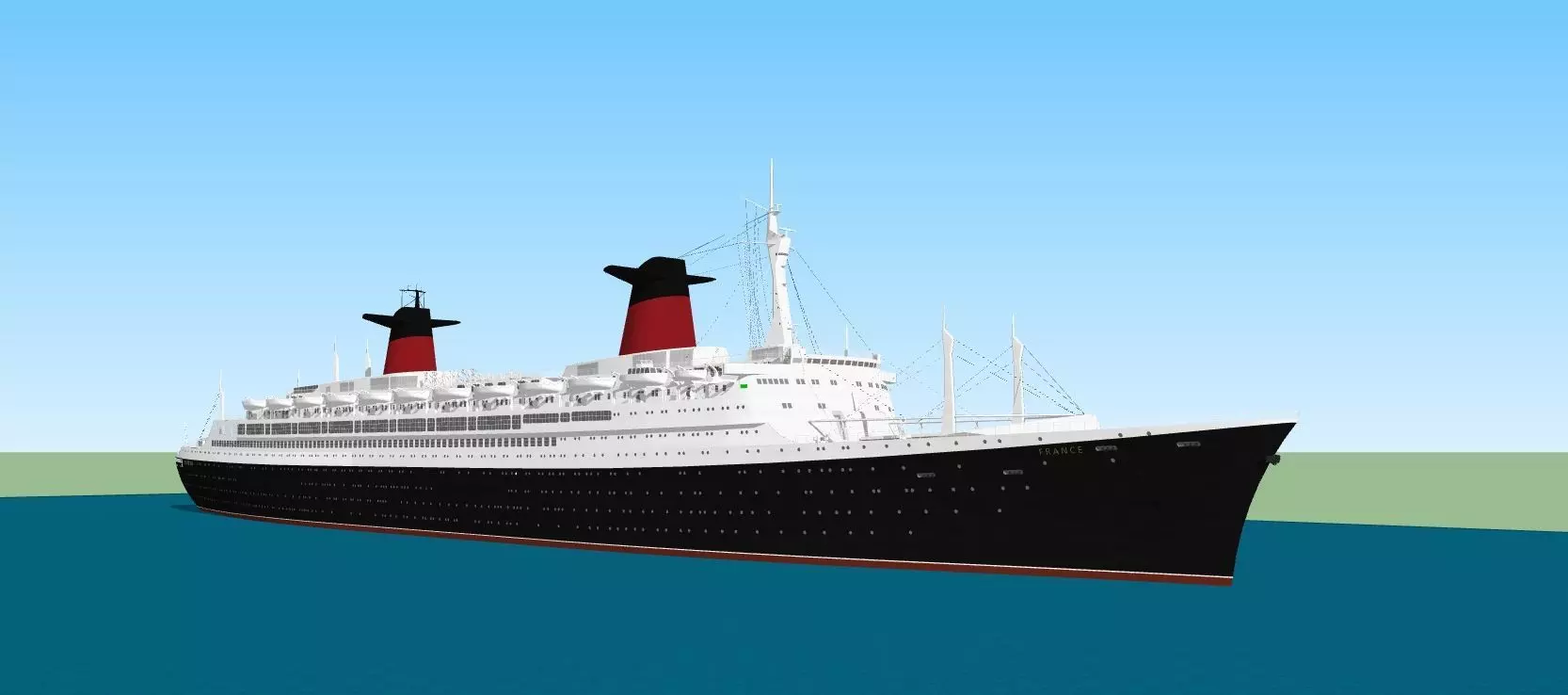 SS France Low-poly 3D model