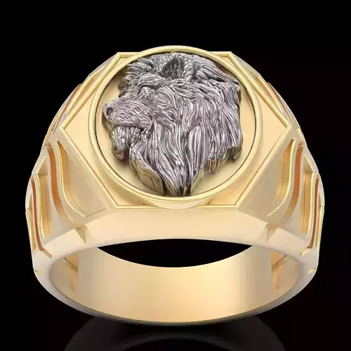 Lion ring  gold  jewelry printable 3D model