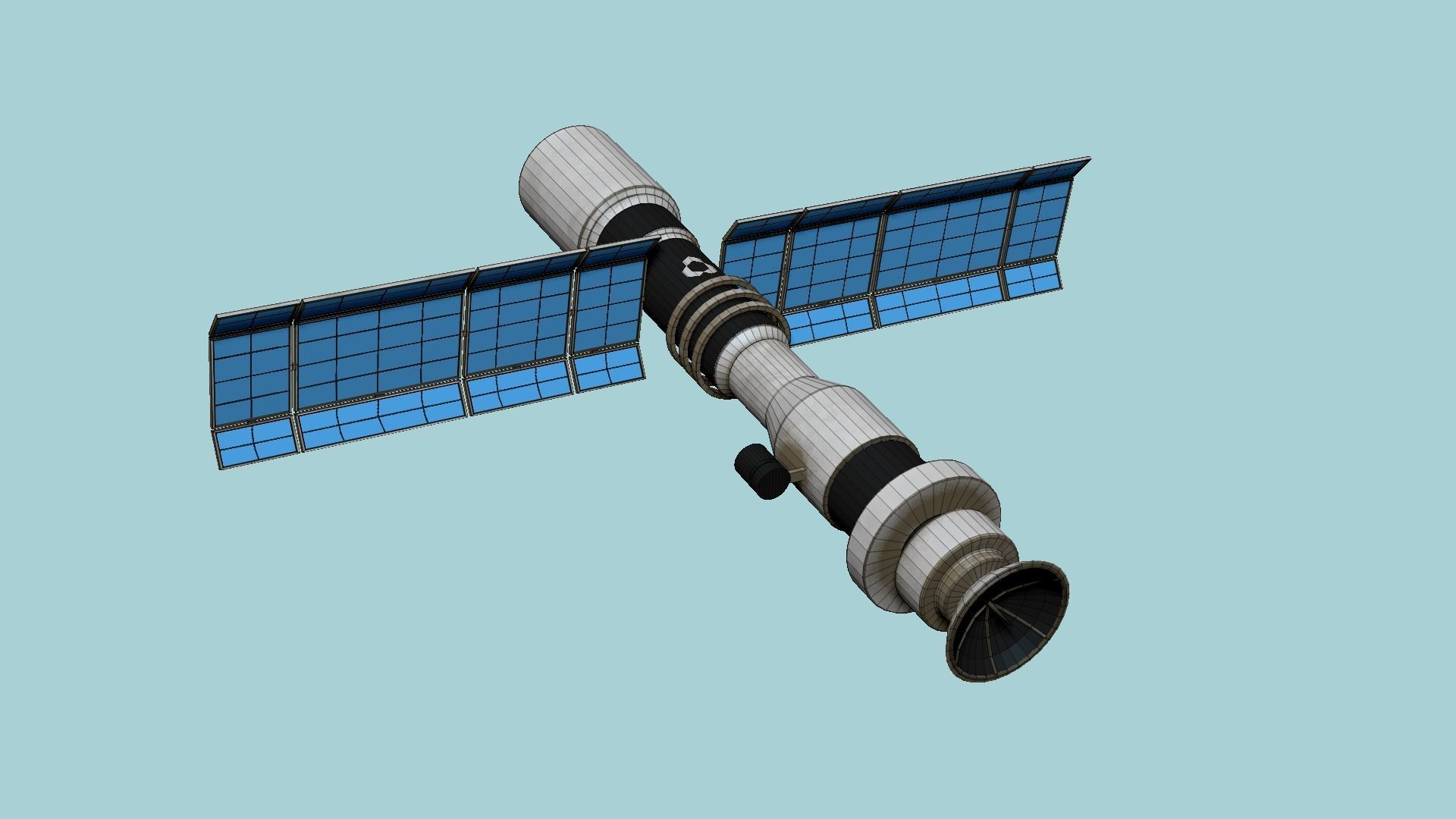 Satellite C07 Dirt Blue - SciFi Space Design Low-poly 3D model_6