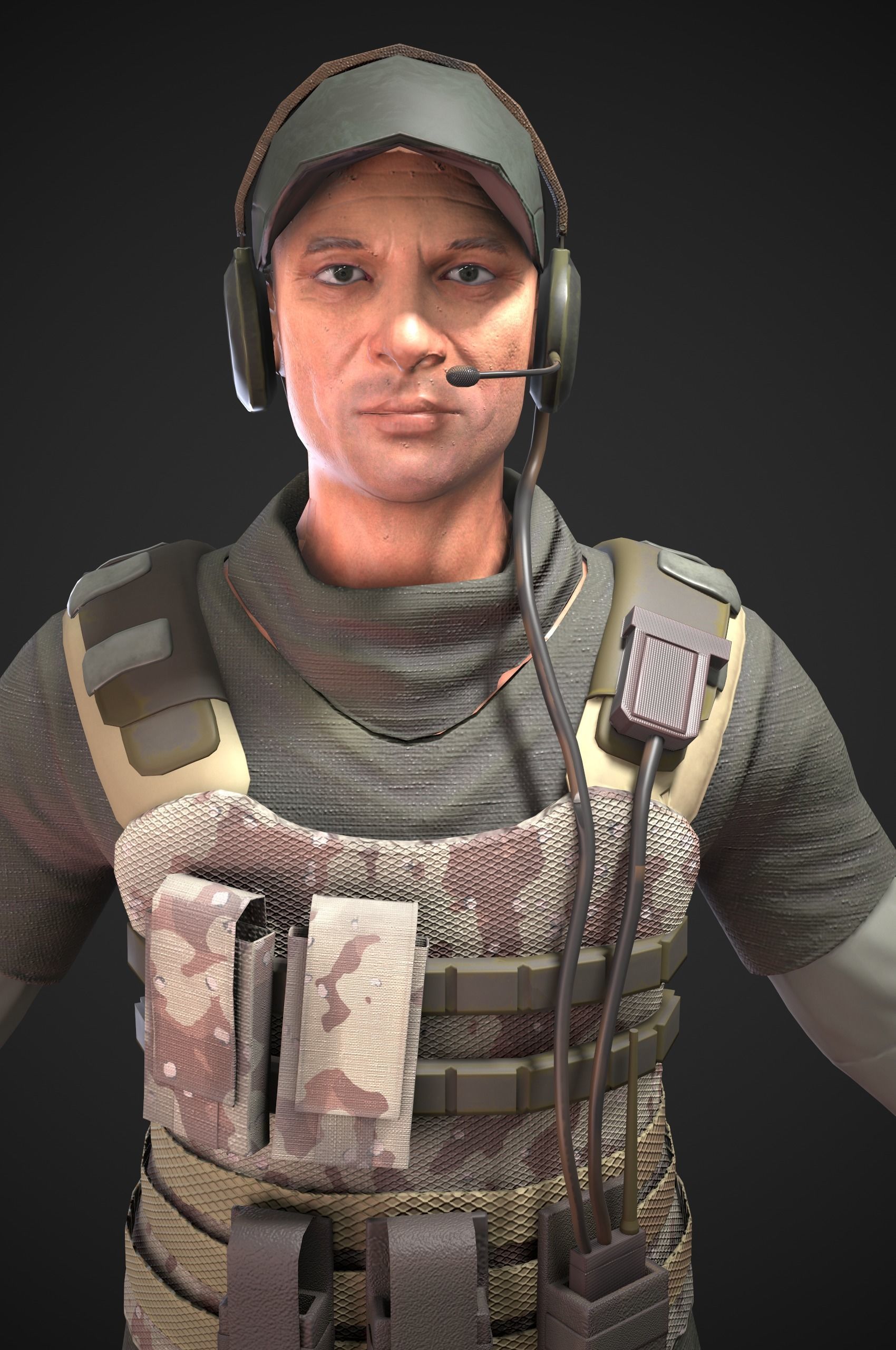 Low Poly realistic soldier model in camouflage Low-poly 3D model_3