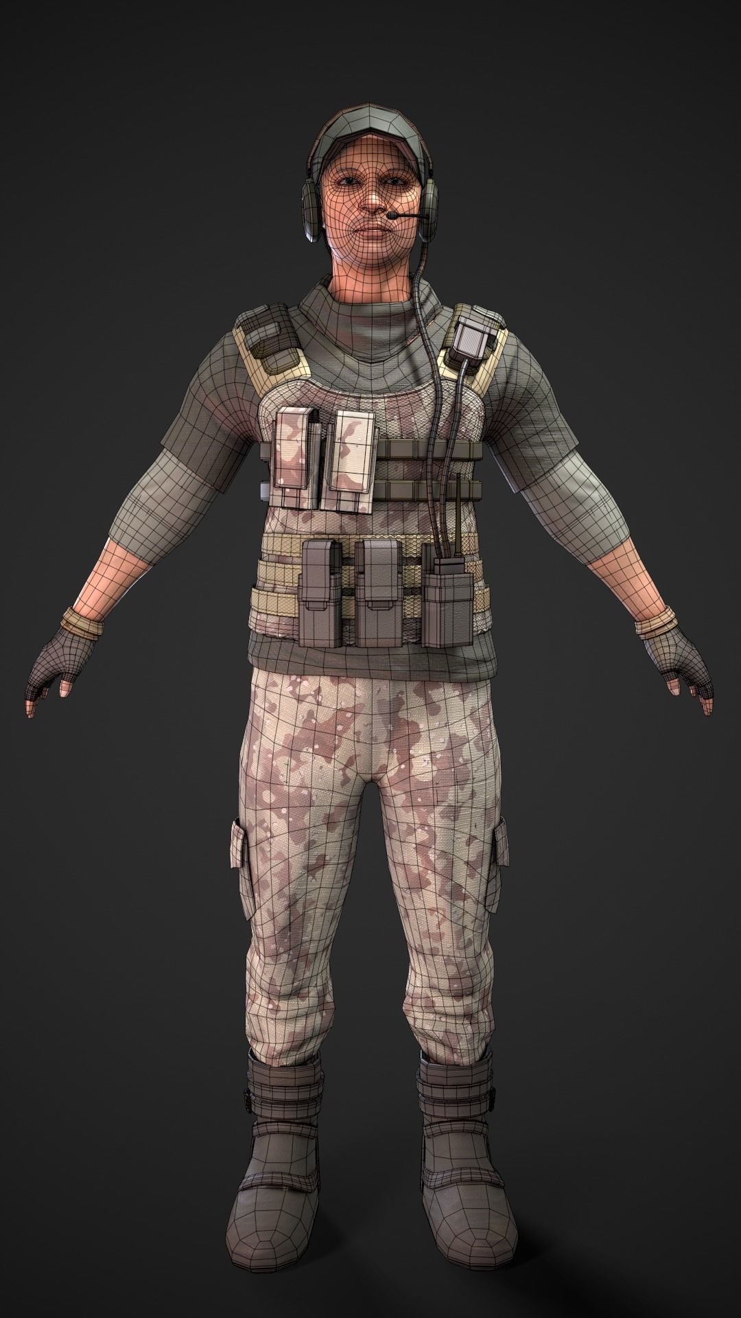 Low Poly realistic soldier model in camouflage Low-poly 3D model_5