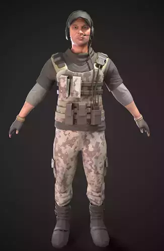 Low Poly realistic soldier model in camouflage