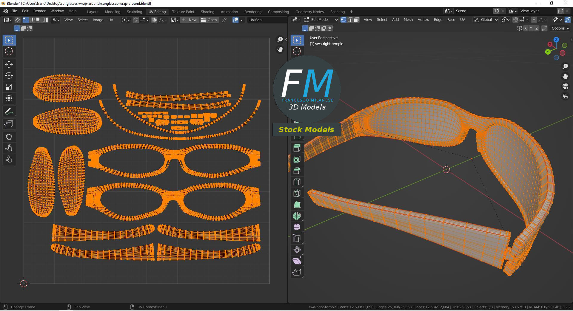 Sunglasses wrap around 3D model_10