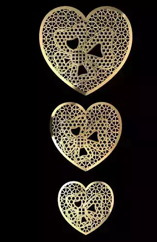 SET 10 three golden hearts