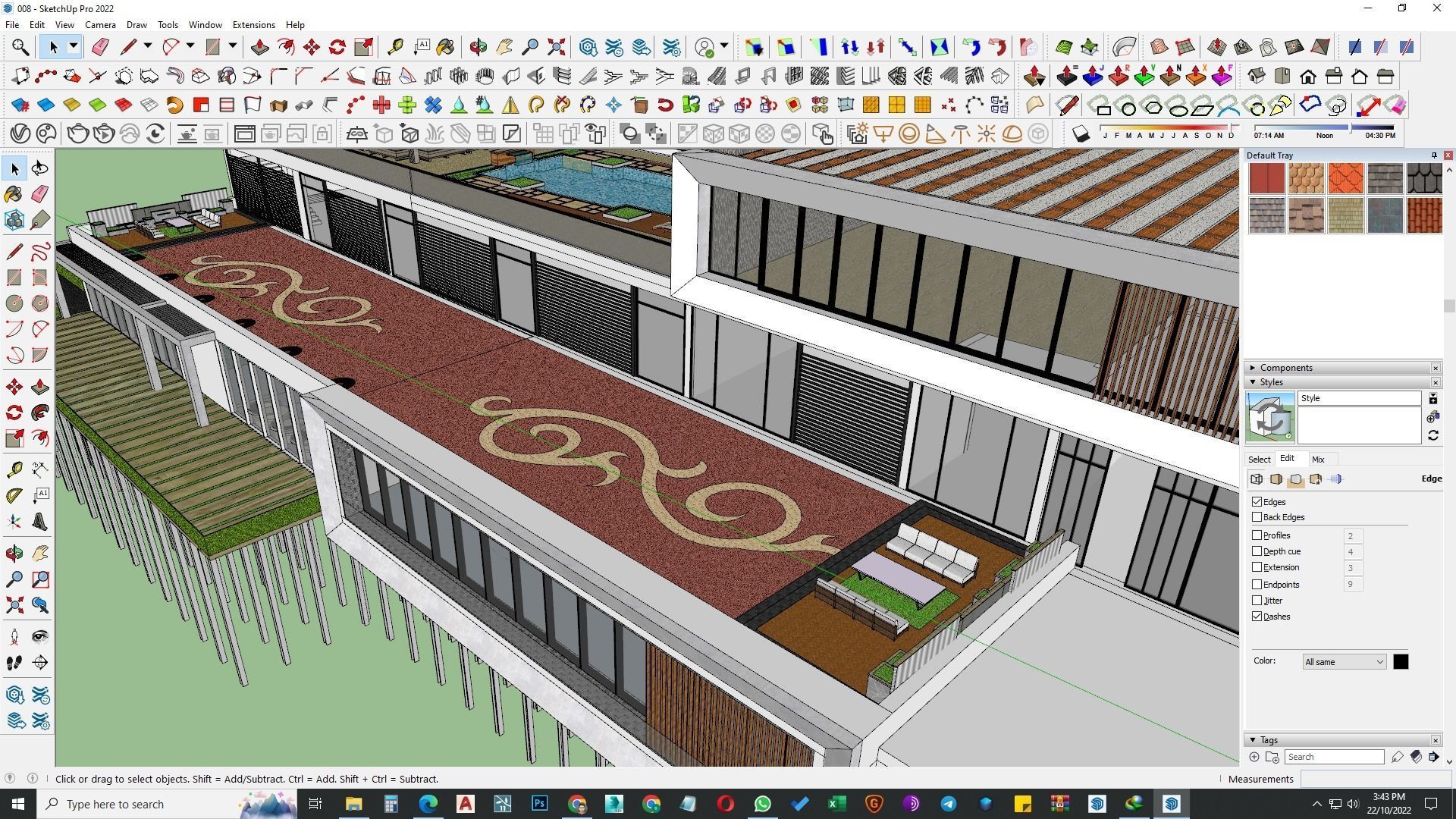 building exterior with garden landscape 3D model_17