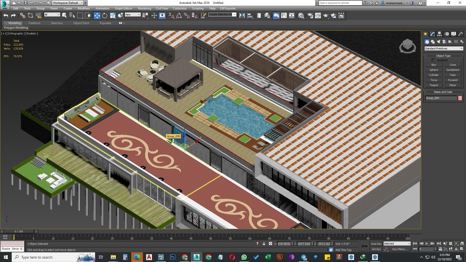 building exterior with garden landscape 3D model_11