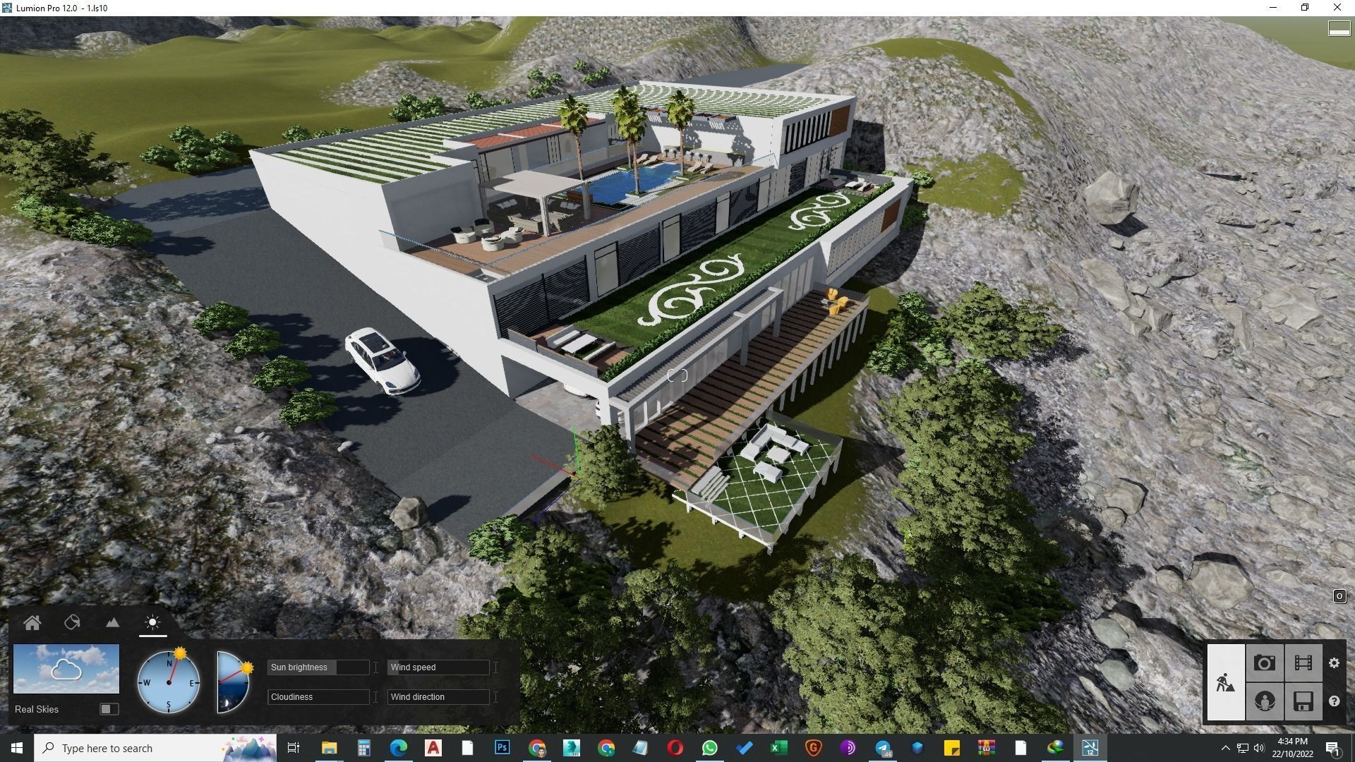 building exterior with garden landscape 3D model_24