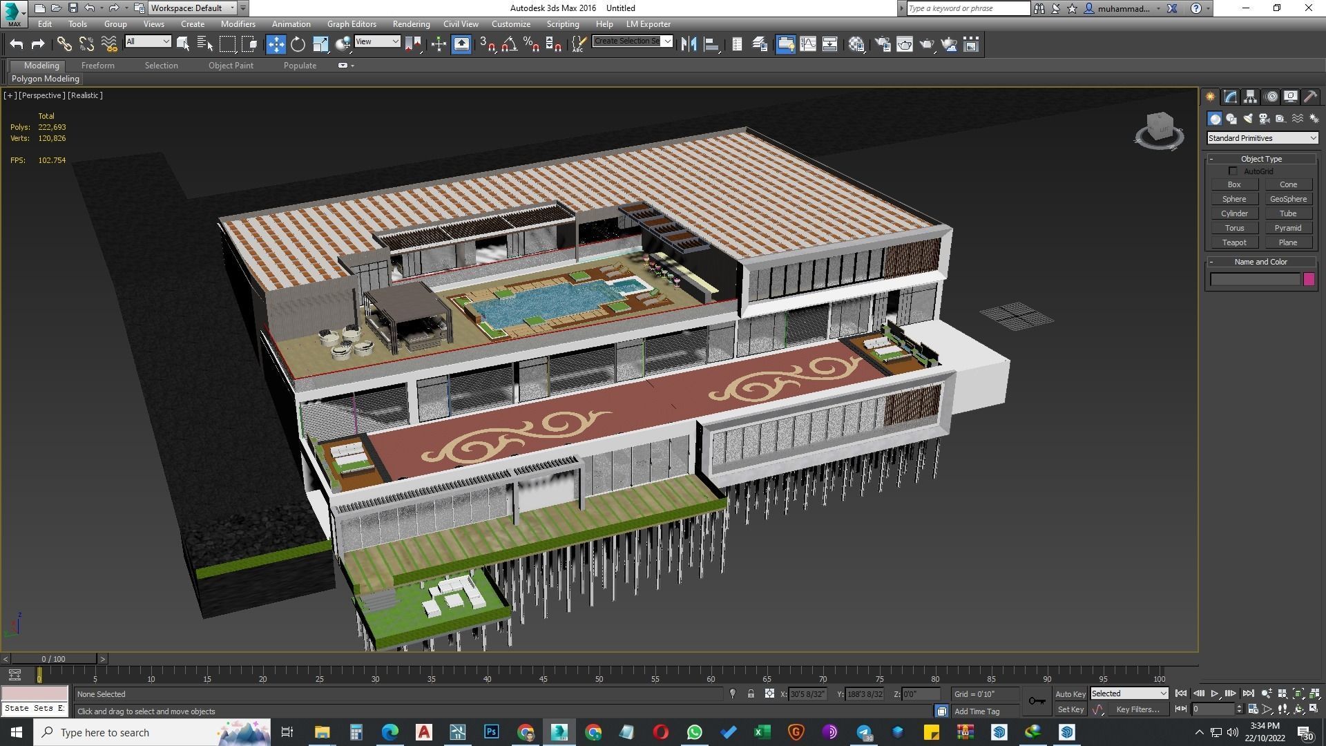 building exterior with garden landscape 3D model_9