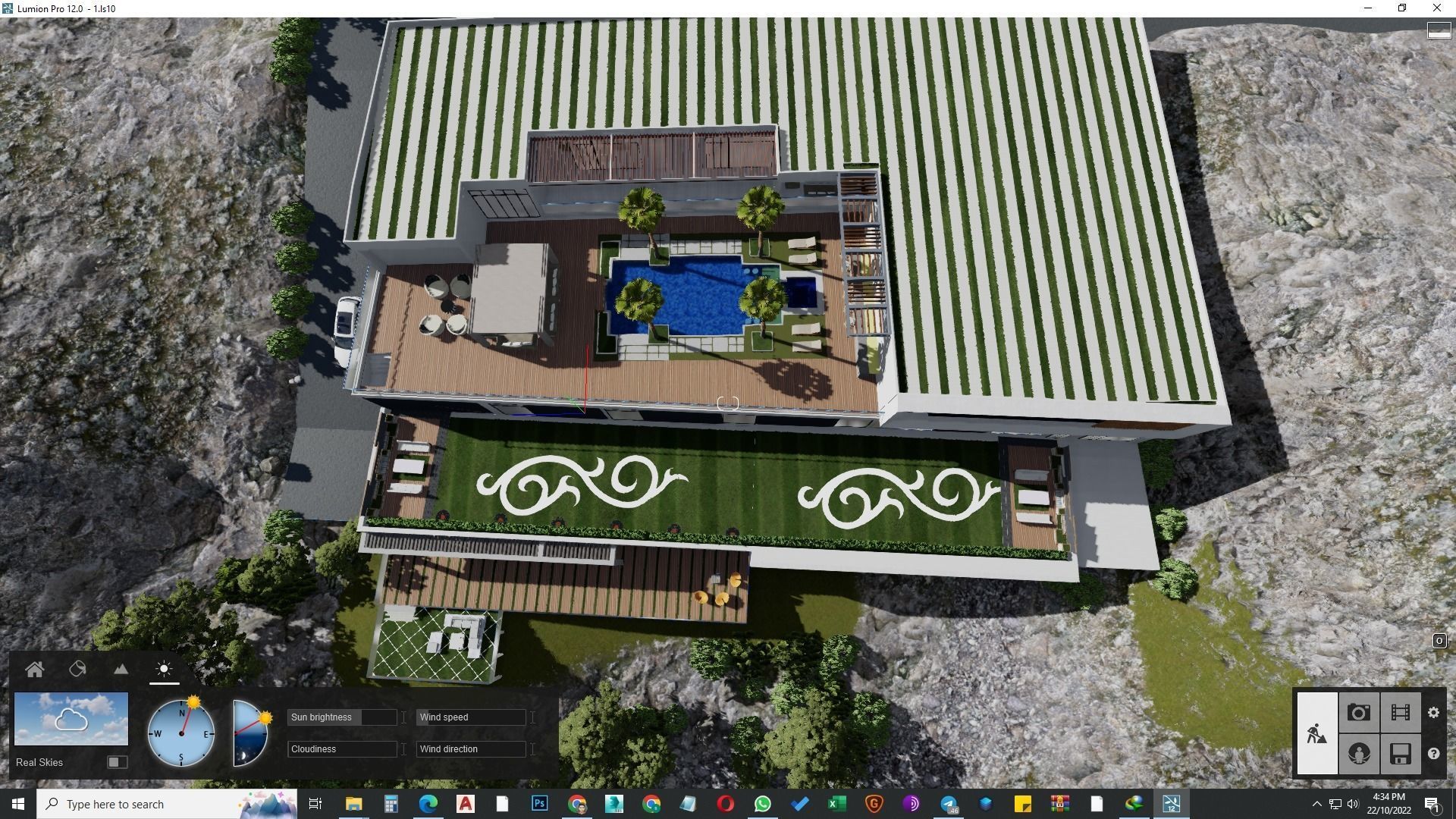 building exterior with garden landscape 3D model_25