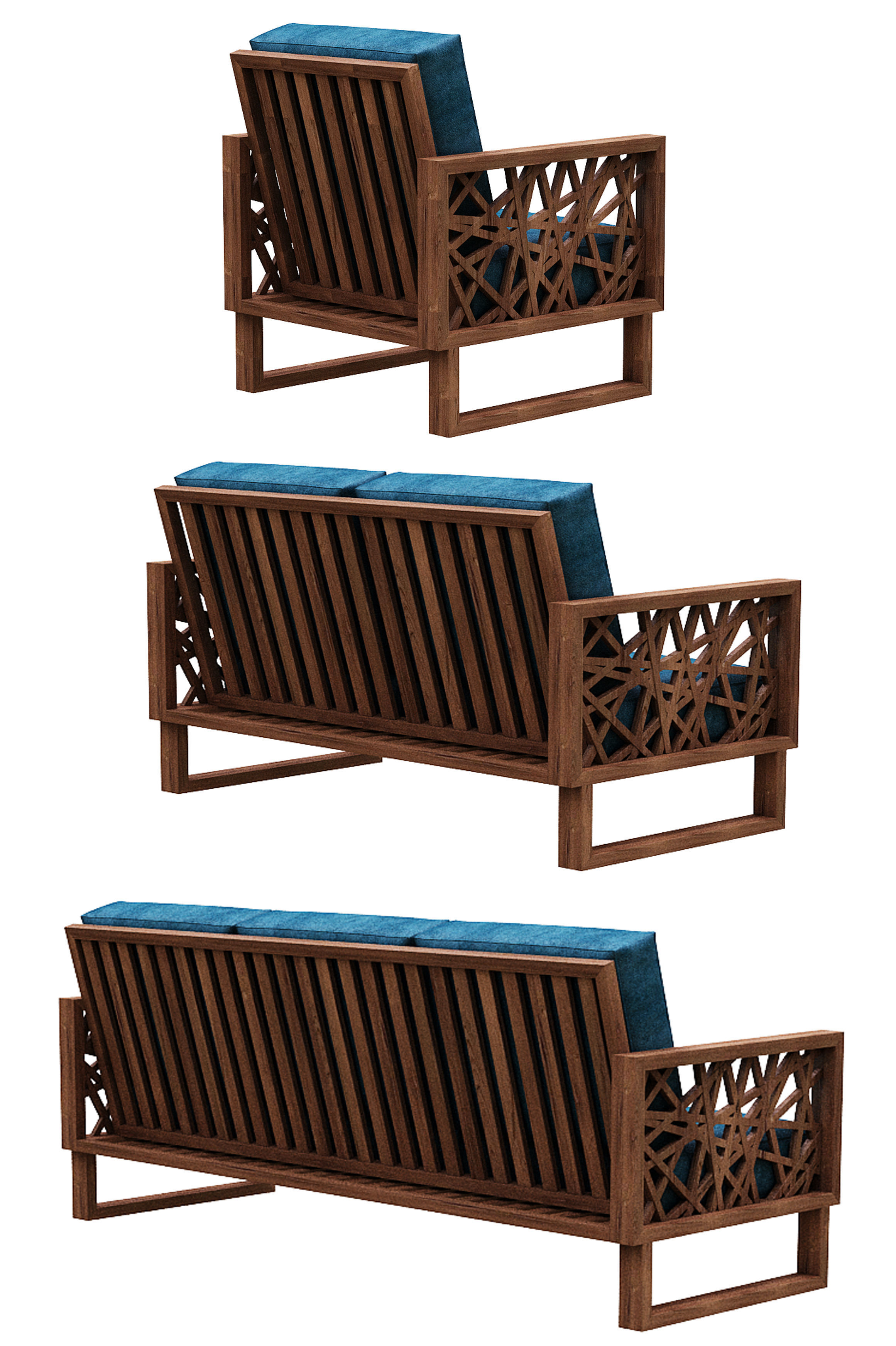 Sofa Colection 08 Low-poly 3D model_4