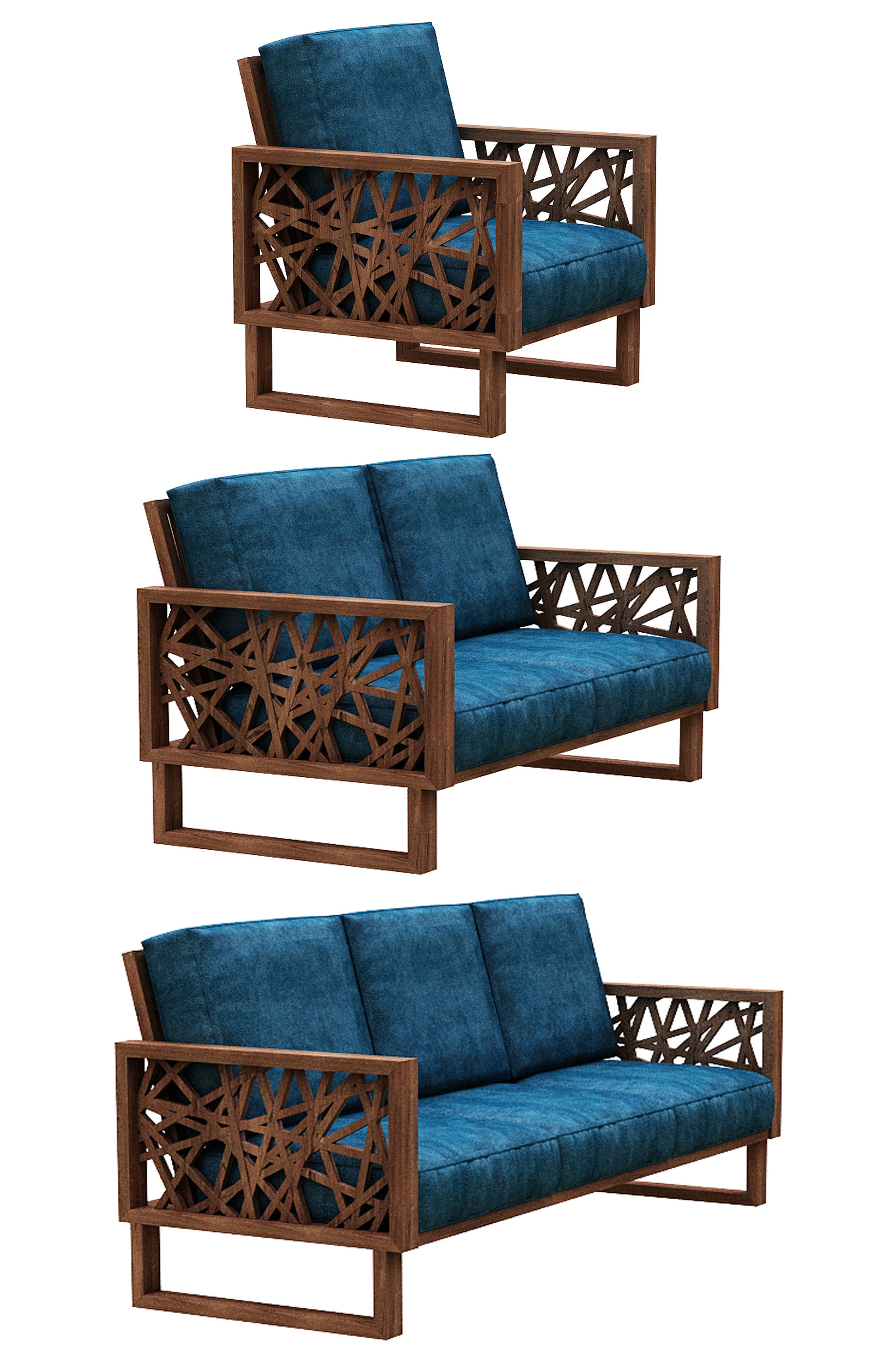 Sofa Colection 08 Low-poly 3D model_2